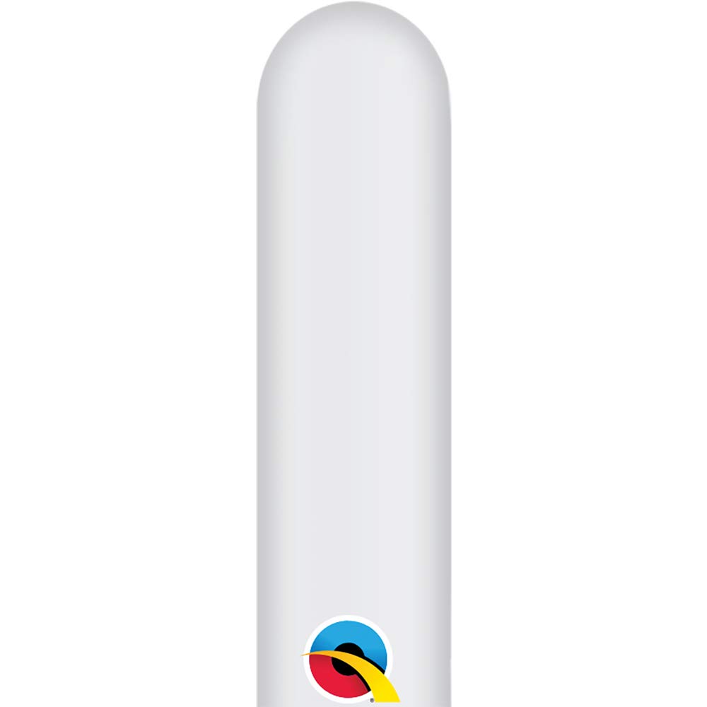 Qualatex 260Q White Pencil Latex Balloons - 100 Pack | Premium Party Decorations for Birthdays, Weddings & Events | Durable, High-Quality Balloons for Professional Decorators