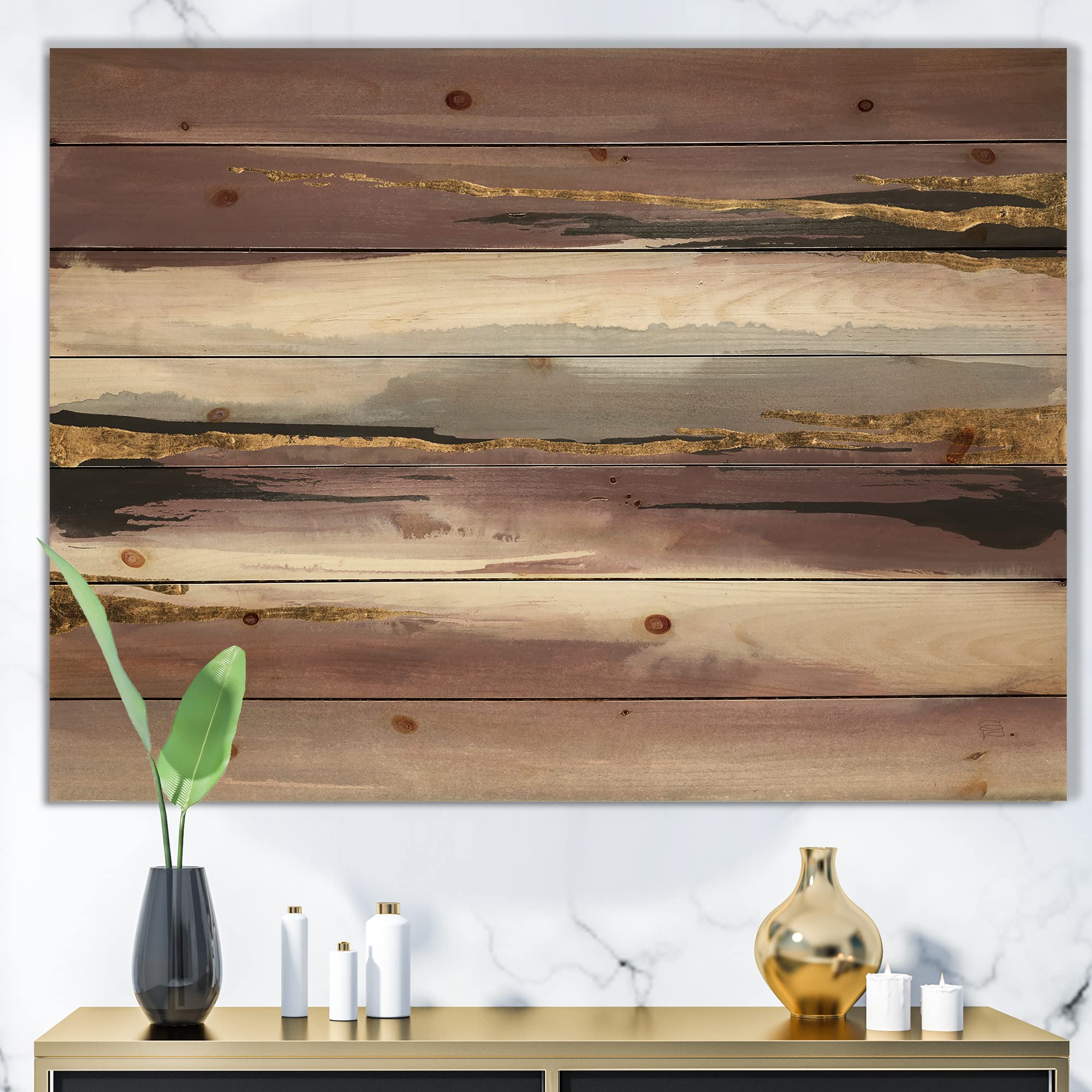 DesignQ Purple Glam Storm Modern Wood Wall Art - Large Abstract Wall Decor Printed on Natural Pine Wood - Perfect for Living Room, Bedroom & Office Decor