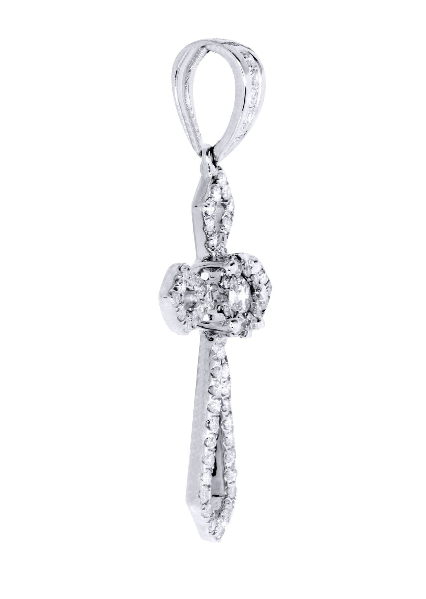 0.43 Carat Diamond Cross Pendant Necklace - 1.83 Grams 14K White Gold Religious Jewelry for Women - Perfect for Baptism, First Communion & Everyday Elegance