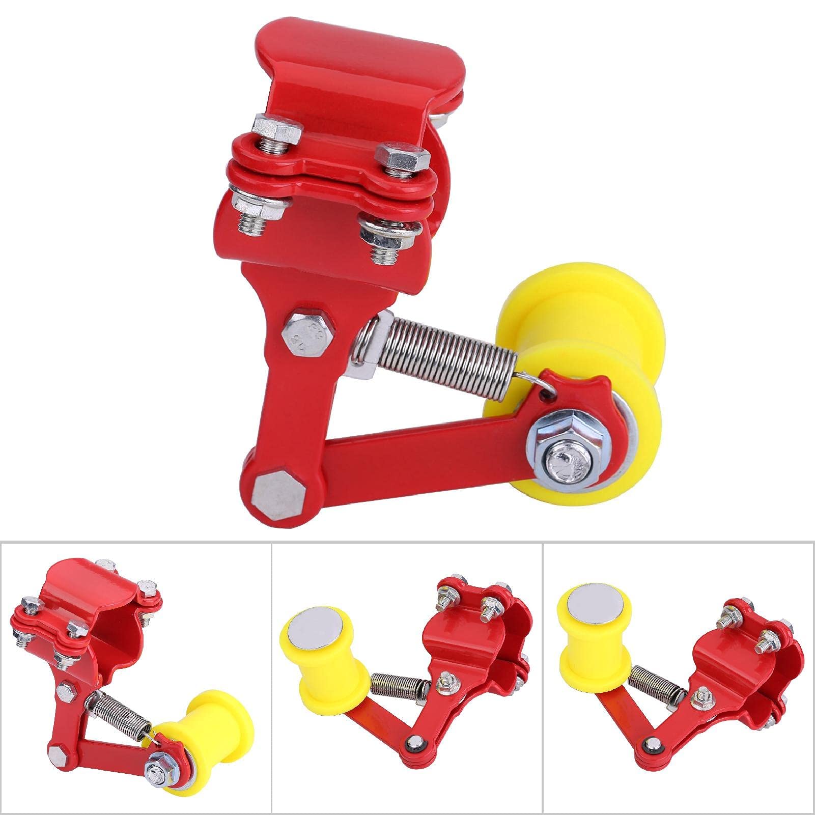Universal Motorcycle Chain Tensioner - Automatic Adjuster Bolt-On Roller for Gorgeri & Other Bikes | Red Modified Accessory | Perfect for Off-Road, Cruiser & Custom Bike Upgrades