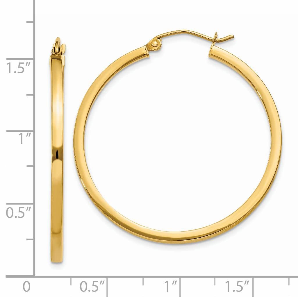 14K Yellow Gold 2MM Square Tube Hoop Earrings for Women - Minimalist Dainty Everyday Jewelry - Perfect for Work, Date Night & Special Occasions