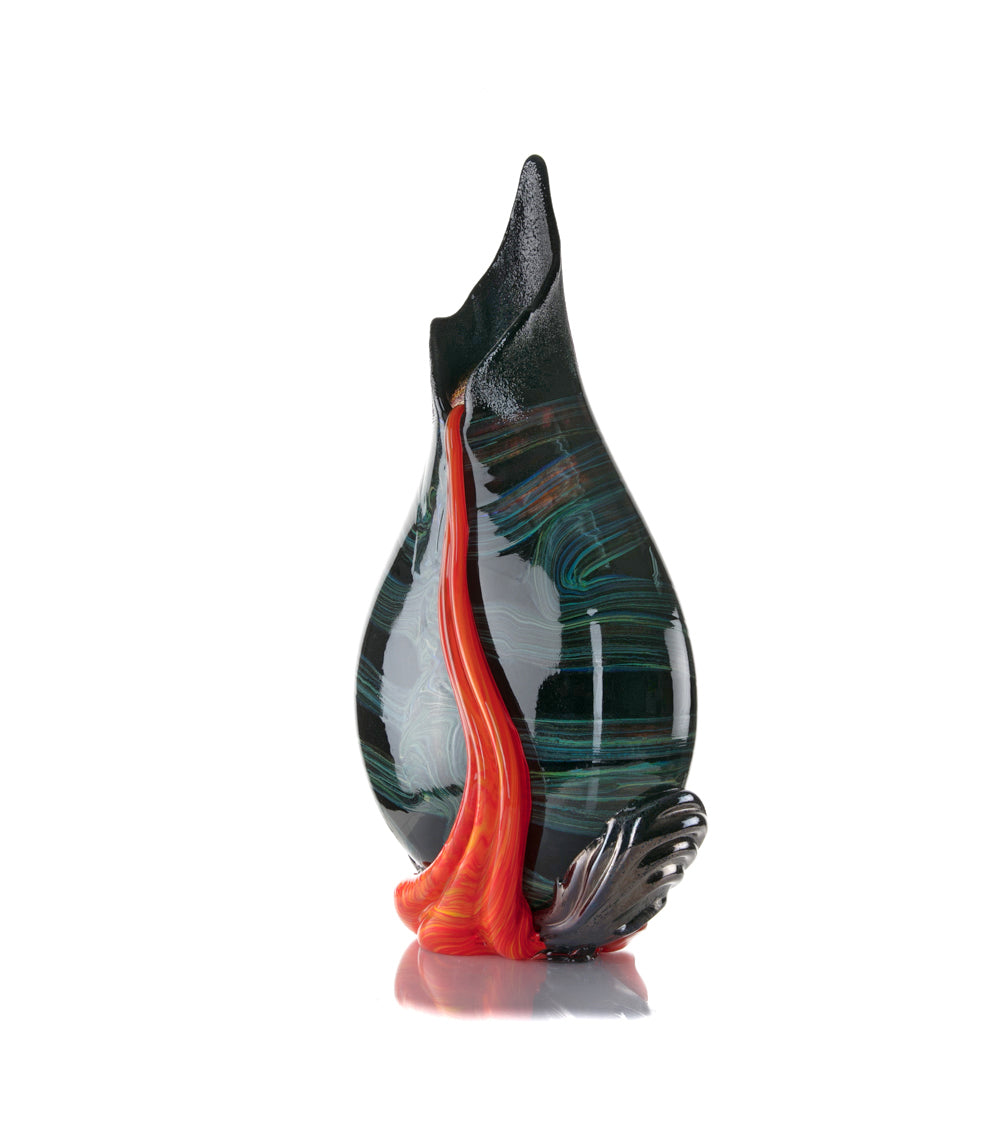 Daniel Moe Black Lava Trail 1 Glass Vessel - Modern Home Decor, Unique Centerpiece for Dining Table, Living Room, or Office