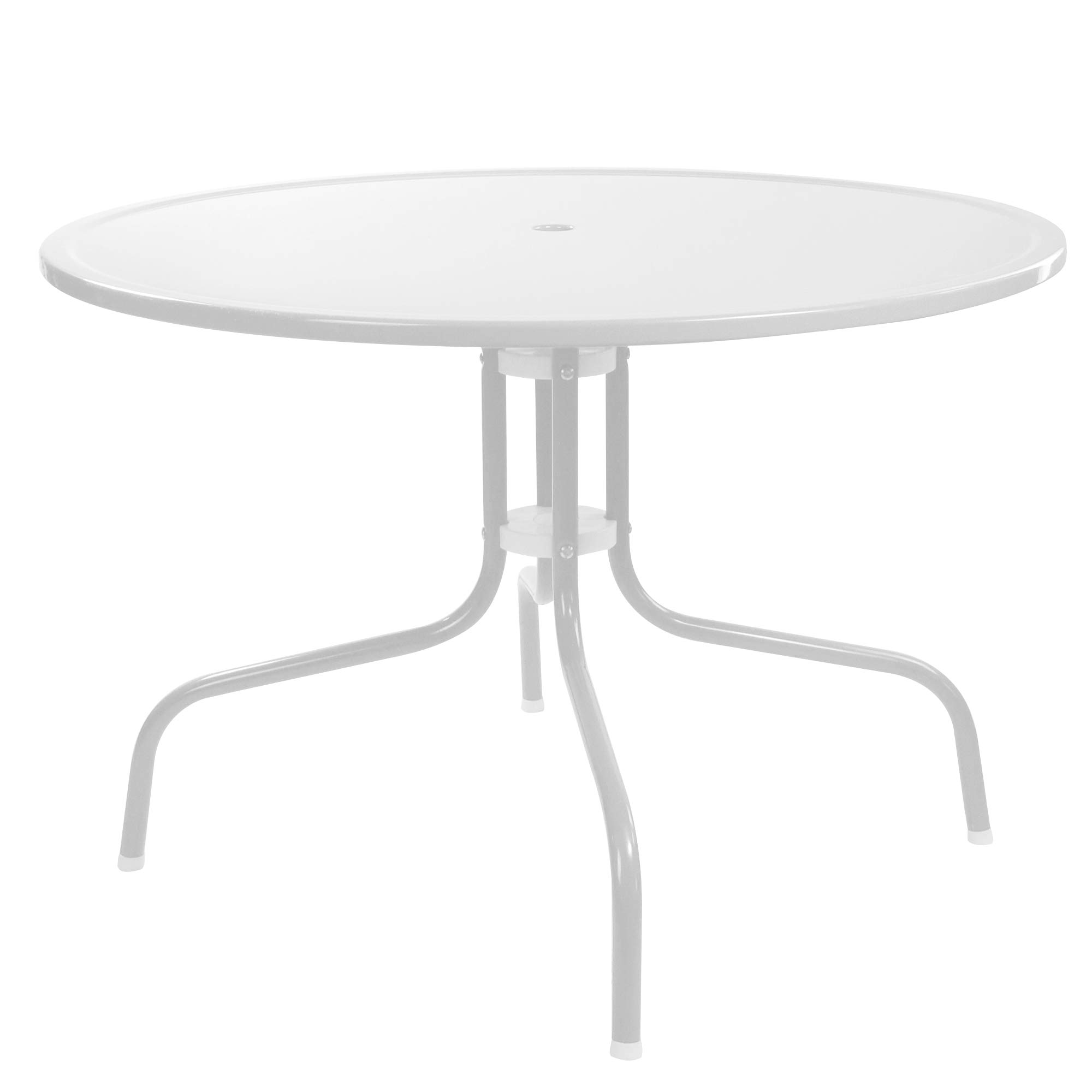 Vintage White Metal Tulip Outdoor Dining Table - 39.25 Inch Retro Patio Table for Garden, Poolside & Backyard Dining | Weather-Resistant Aluminum Alloy