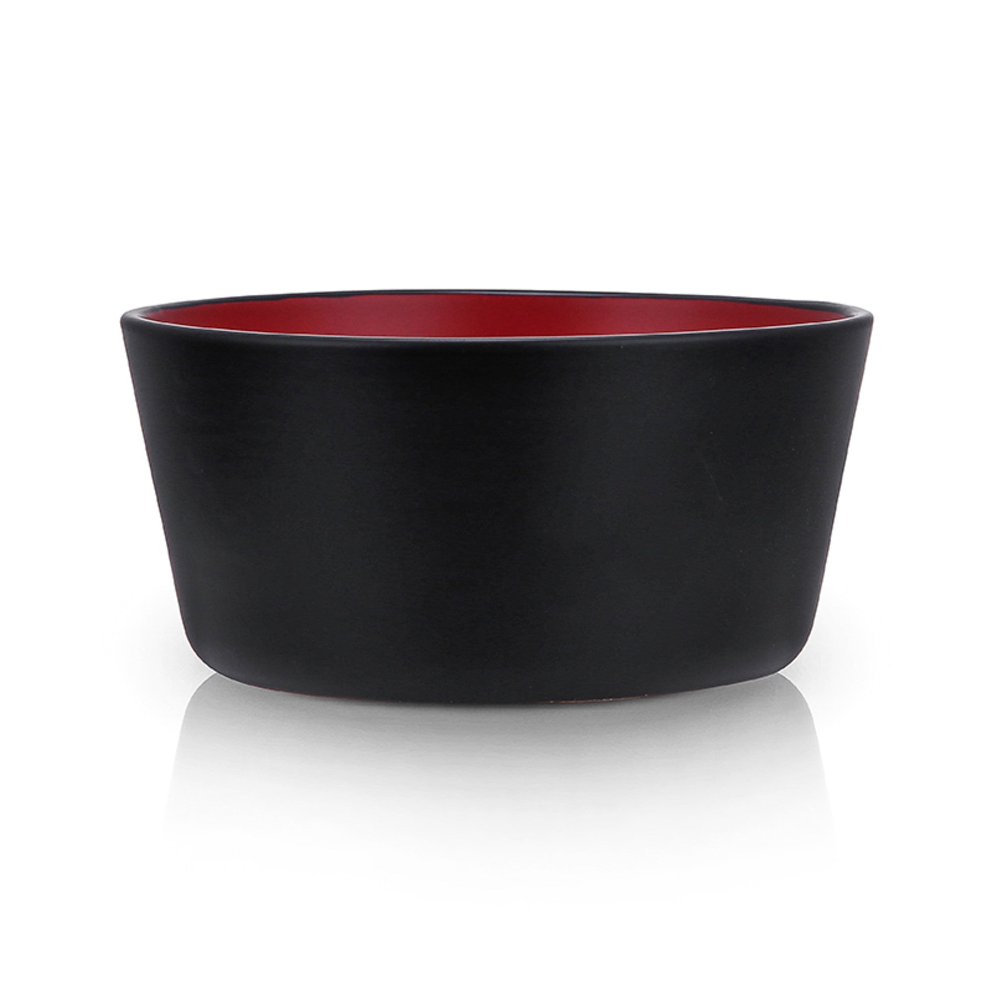 Premium Albie Stoneware Bowl Set - Red & Black Ceramic Serving Bowls for Soup, Salad, Pasta - Durable & Microwave Safe - Perfect for Dining, Entertaining & Gifting