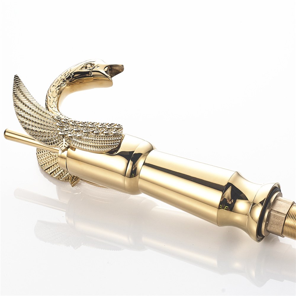 Luxury Gold Swan Shape Bathroom Faucet - Tall Brass Single Hole Basin Mixer Tap with Hot & Cold Water - Perfect for Modern Vanity, Lavatory, and Bathroom Sink Upgrades