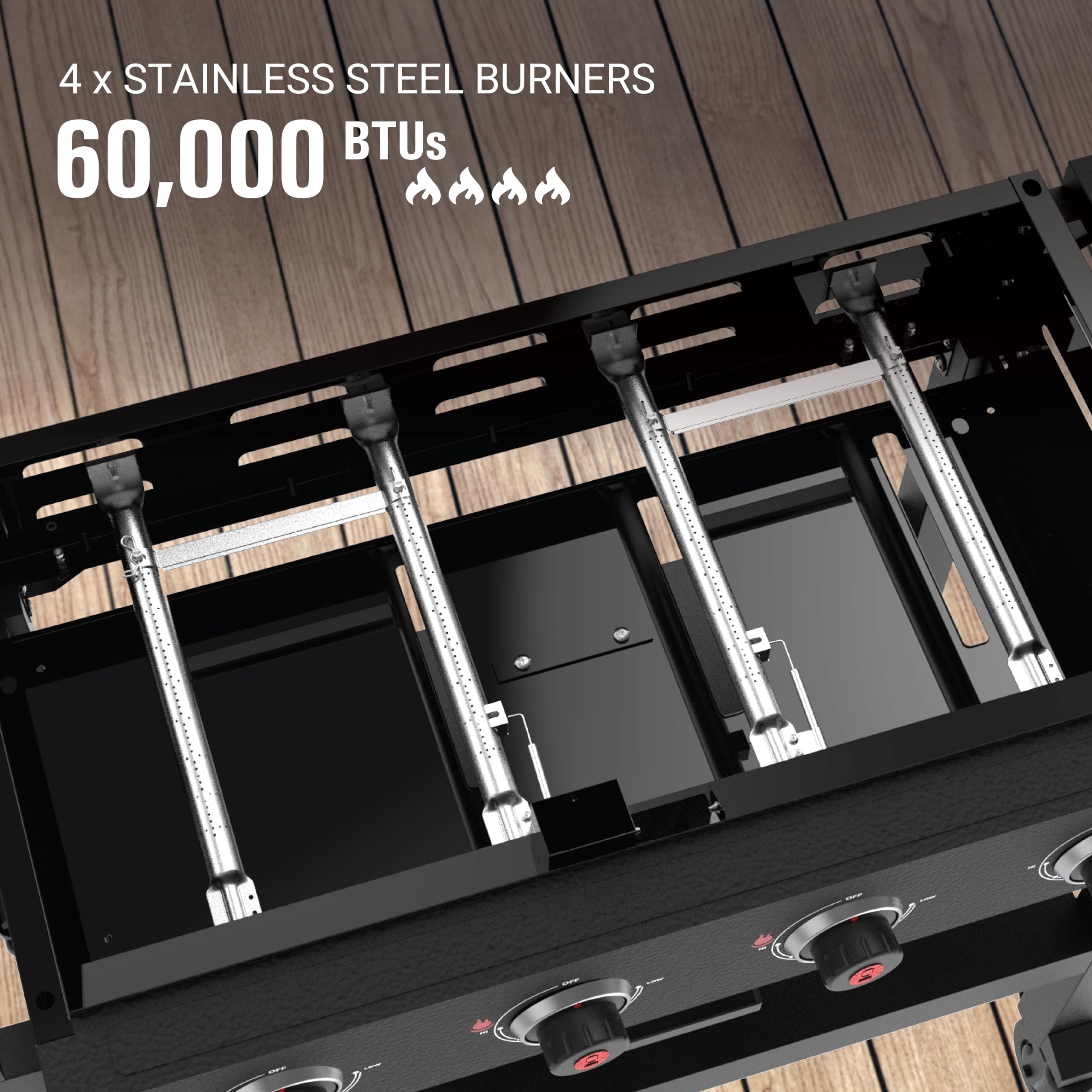 Coleman Cookout 4-Burner 60,000 BTU Propane Gas Grill Griddle Station - 720 Sq. In. Cooking Surface with Grease Tray, 2 Side Shelves & 4-Wheel Cart - Outdoor BBQ, Camping & Tailgating Grill for Backyard & Picnic Cooking
