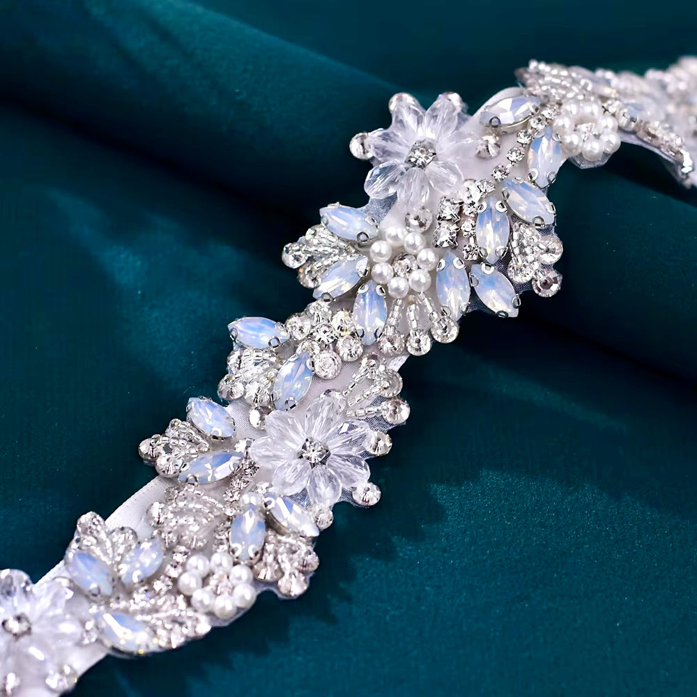 Dakota Pearl & Opal Bridal Belt - Elegant Wedding Sash for Brides, Bridesmaids & Formal Events - Perfect for Ceremonies, Receptions & Photo Shoots