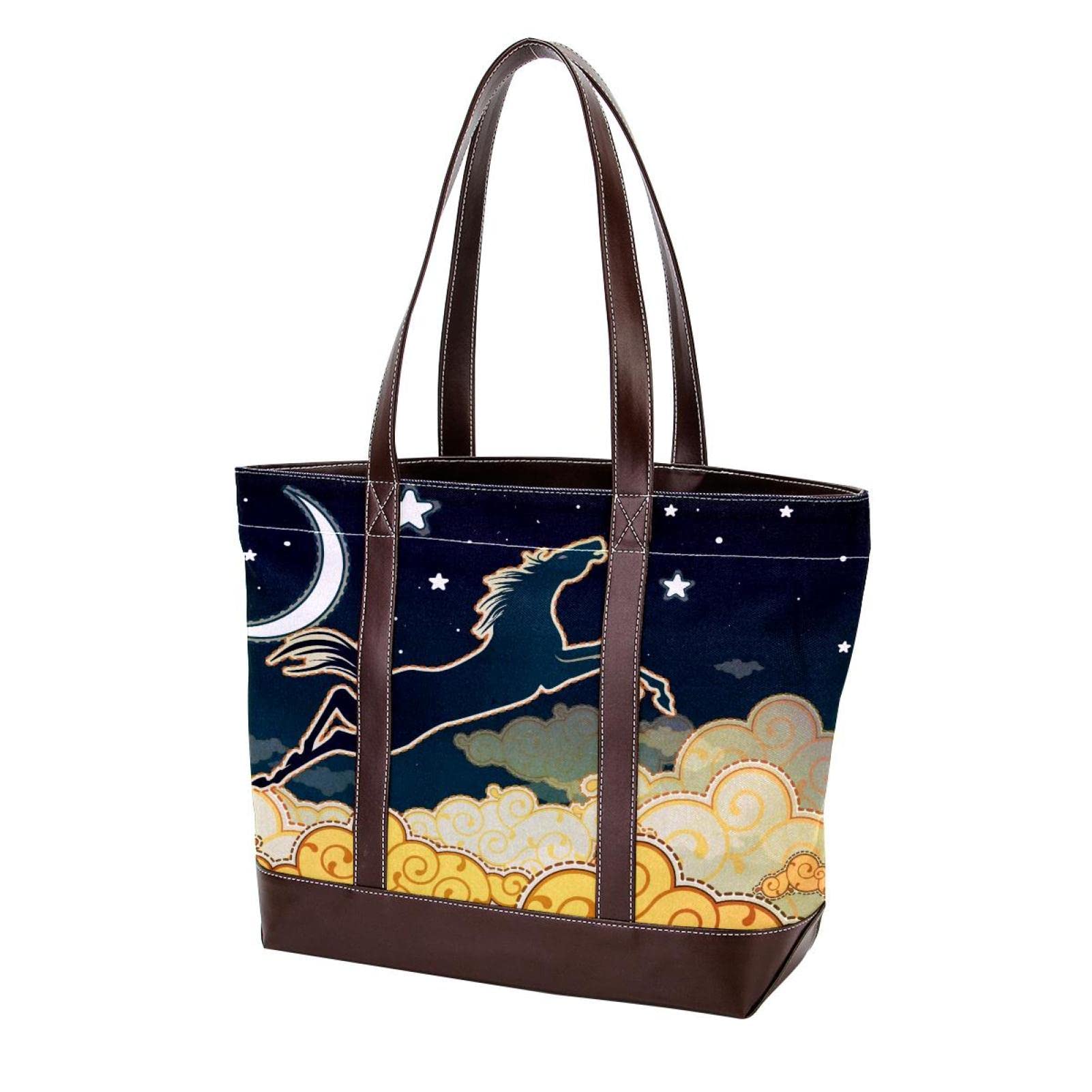 Stylish Pink Flamingo Print Large Tote Bag for Women - Durable Leather & Canvas Shoulder Bag, Top Handle Satchel Purse - Perfect for Beach, Shopping & Travel Accessories