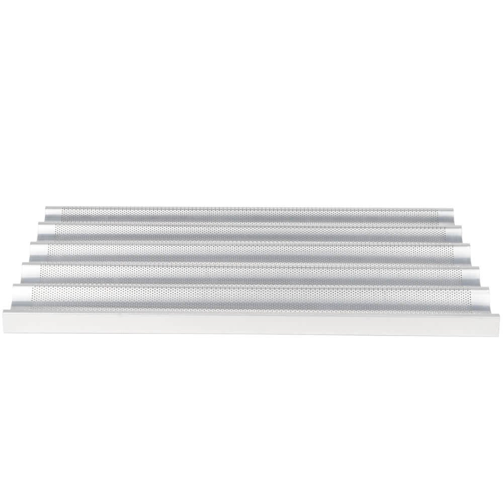 Chicago Metallic 49035 5-Long Perforated Uni-Lock Baguette & French Bread Pan - Perfect for Baking Artisan Bread at Home or Bakery