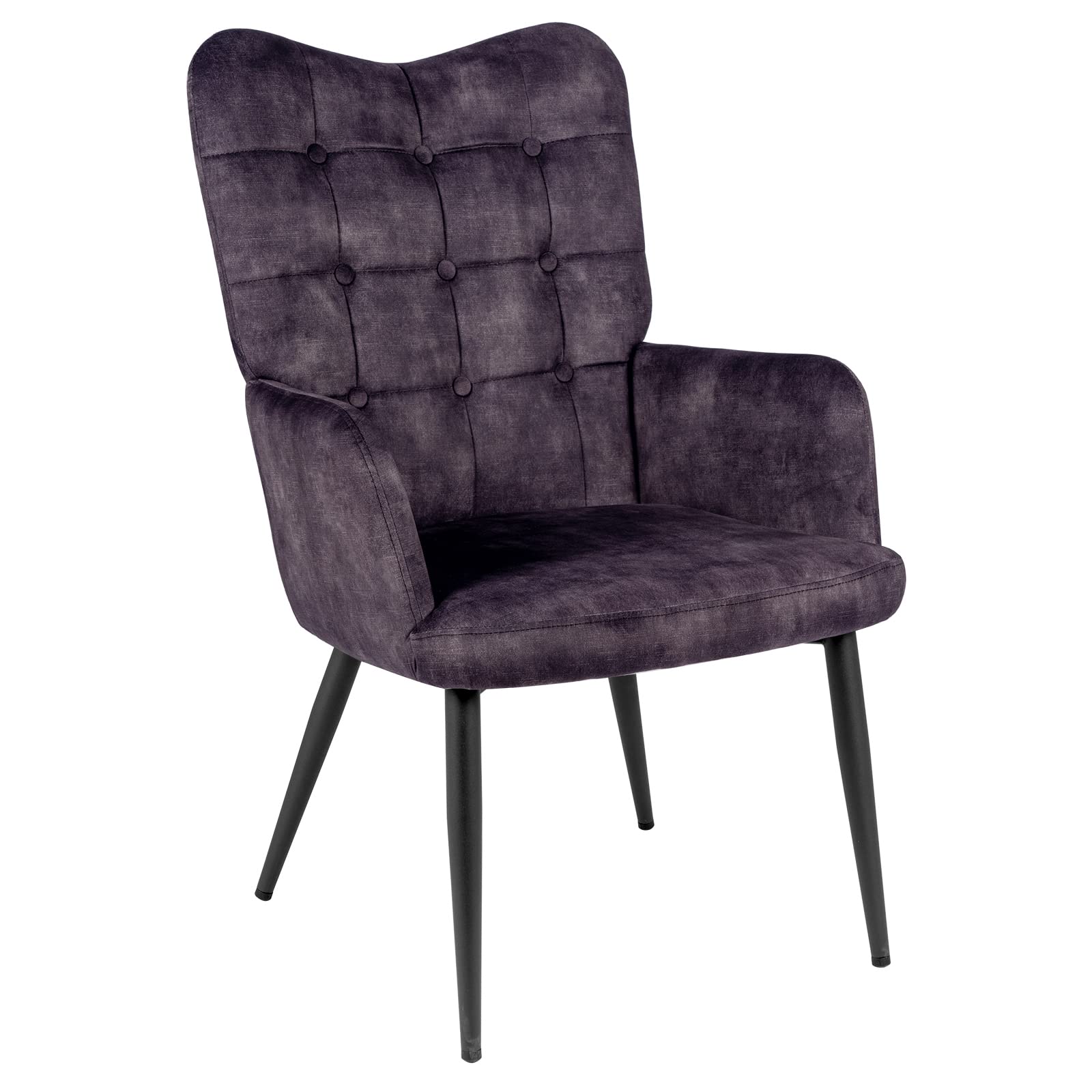 DUHOME Modern Velvet Accent Chair - Tufted Button Back Armchair with Upholstered Tall Back - Elegant Reception Side Chair for Living Room, Bedroom & Office - Soft Black Velvet Fabric - Perfect for Reading Nook, Lounge Area or Guest Seating