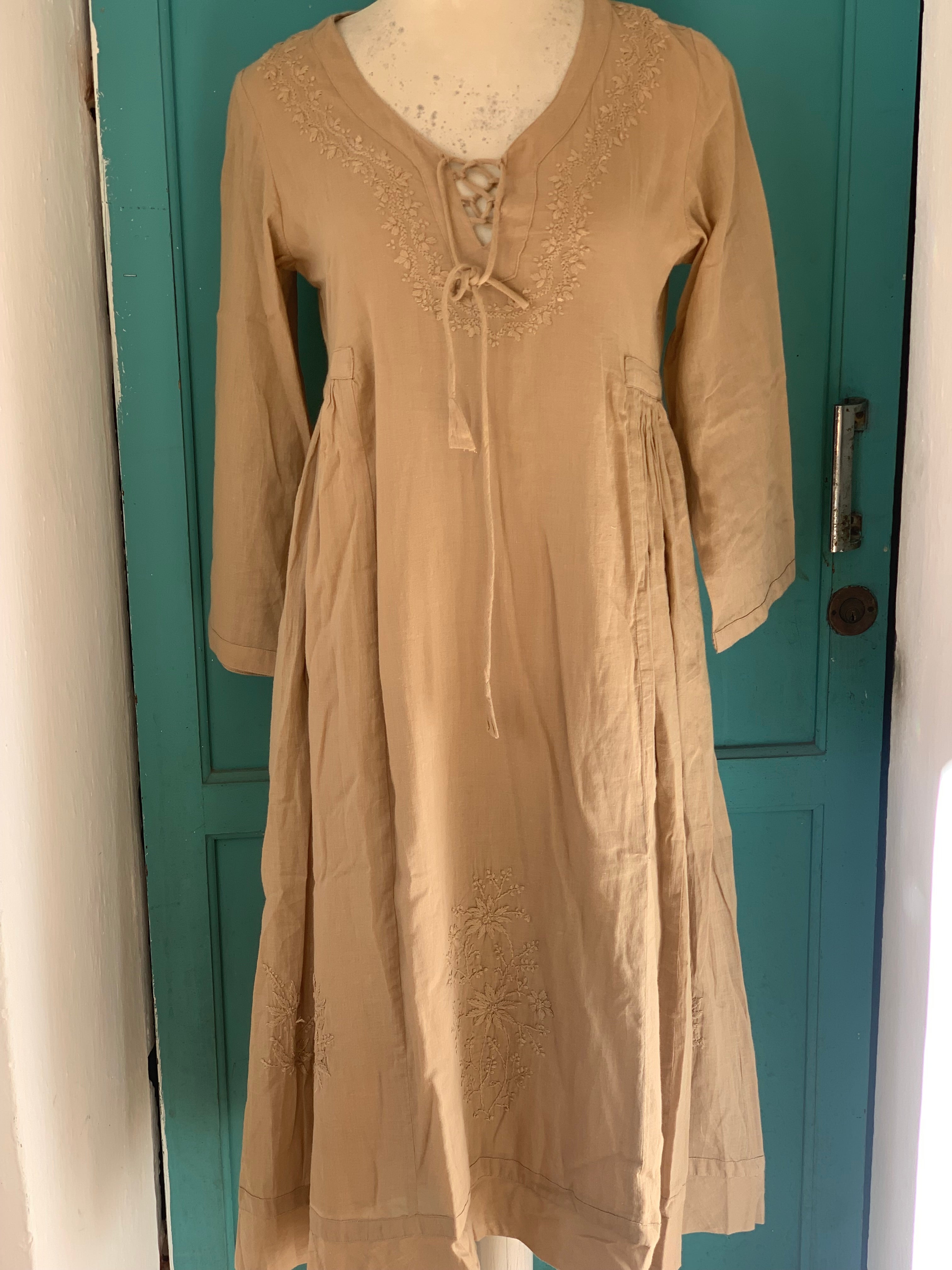 Premium Mughal Dress - Softest Muslin Cotton in Neutral Sand Color | Elegant Ethnic Wear for Festivals, Weddings & Cultural Events
