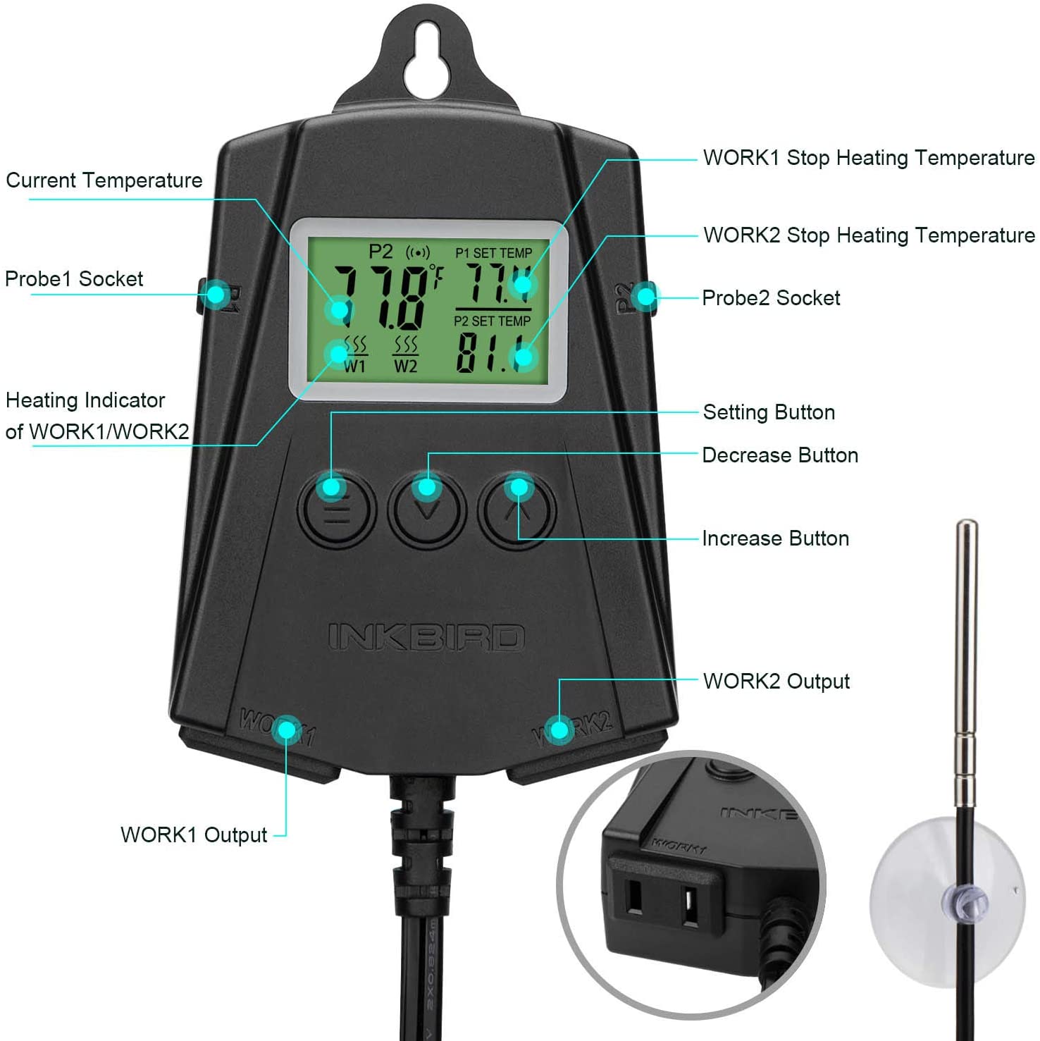 IPT 2CH Dual Channel Digital Temperature Controller - Precise Thermostat for Home Brewing, Aquariums & Reptile Tanks