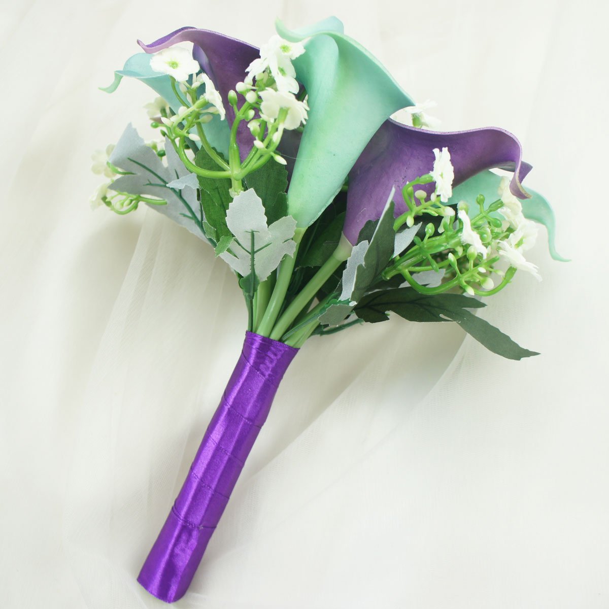 Purple Calla Lilies Bouquet with Crystals for Wedding Bridesmaids