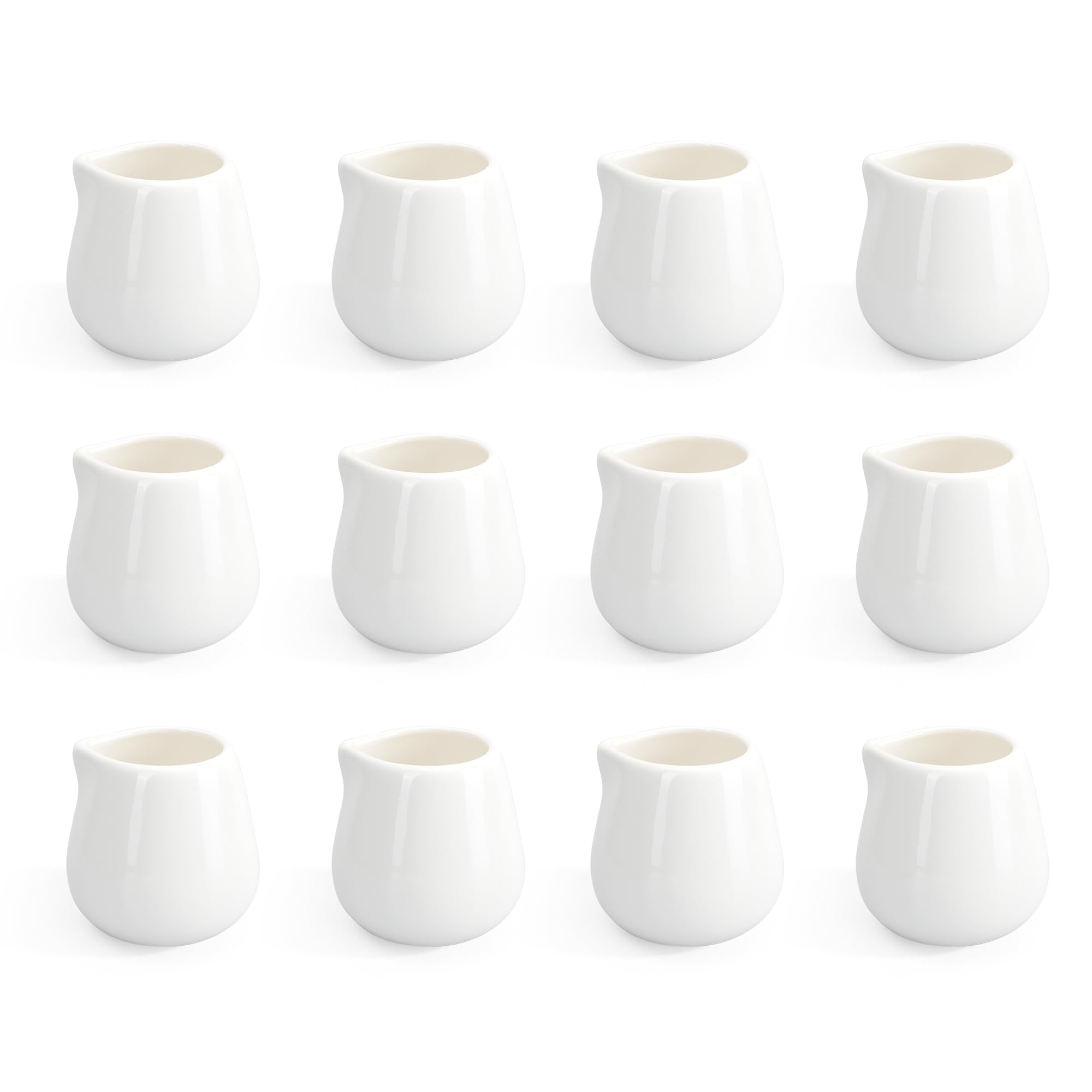 12PCS Mini Ceramic Creamer Set - 3oz Small Porcelain Creamer Pitchers for Coffee, Tea, Milk & Syrup - White Ceramic Dispenser for Home, Cafe & Restaurant Use