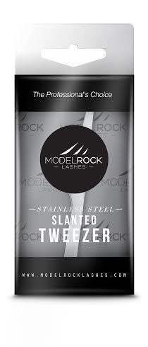 Modelrock Slanted Stainless Steel Tweezers - Professional Precision Beauty Tools for Eyebrow Shaping, Eyelash Extension & False Nail Application