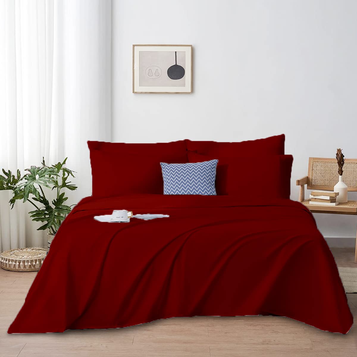 Luxury 4-Piece Queen Size Sheet Set - Ultra Soft & Breathable Egyptian Cotton Bedding - Deep Pocket Fitted Sheet (16-18