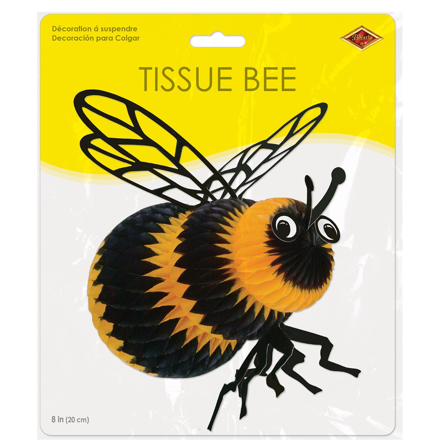 12-Piece Beistle Tissue Bee Decorations - DIY Party Supplies for Baby Showers, Birthday Parties & Spring Celebrations