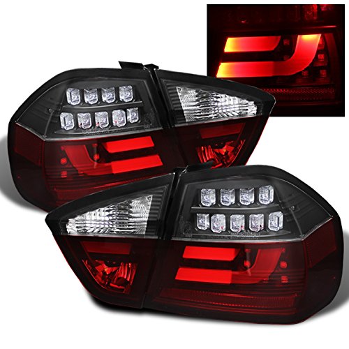 AKKON LED Tail Lights for 2005-2008 BMW E90 3-Series Sedan - Black Light Tube Design Brake Lamps (Pair) - Perfect for Night Driving & Car Customization