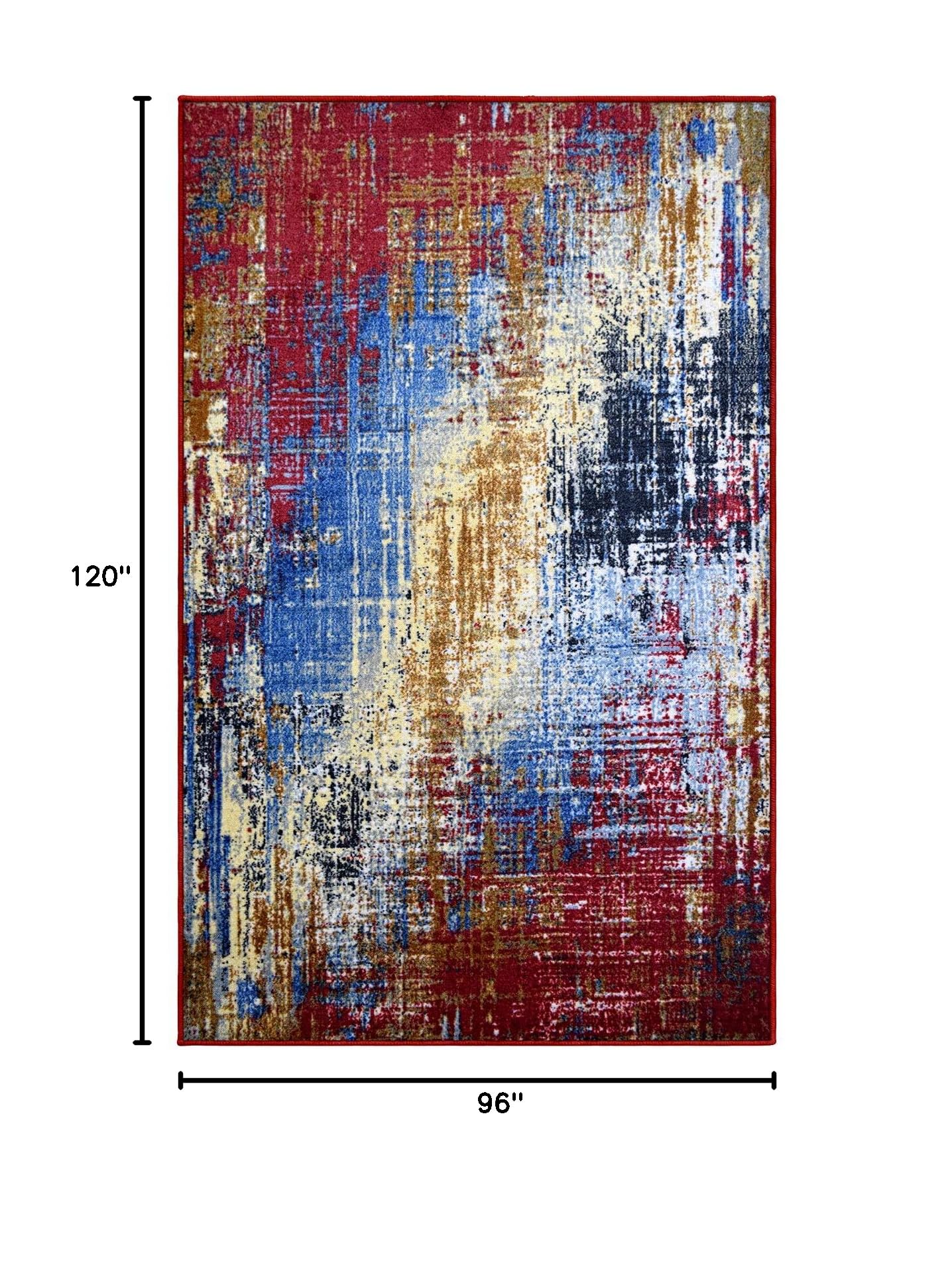 Premium Modern Abstract Indoor Area Rug - Washable, Non-Slip Foam Backing - 8' x 10' Red Fingal Rug for Living Room, Bedroom, Office - Perfect for Home Decor & High Traffic Areas - Arona Collection