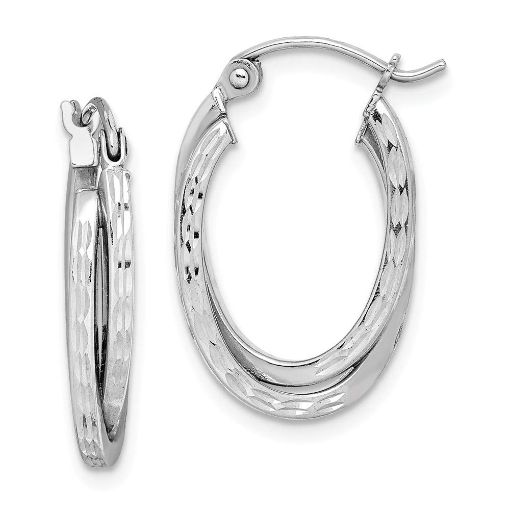925 Sterling Silver Textured Double Oval Hoop Earrings for Women - 20mm x 13mm Dainty Boho Jewelry Gift for Her - Perfect for Everyday Wear, Date Nights & Special Occasions
