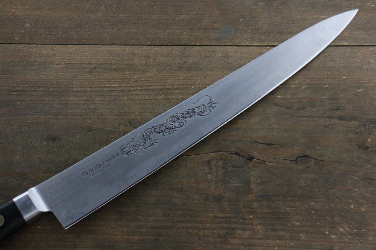 Premium Misono Swedish Steel Sujihiki Knife - Dragon Engraved Japanese Slicing Knife for Sushi, Meat & Delicate Cutting | Professional Chef & Home Kitchen Essential