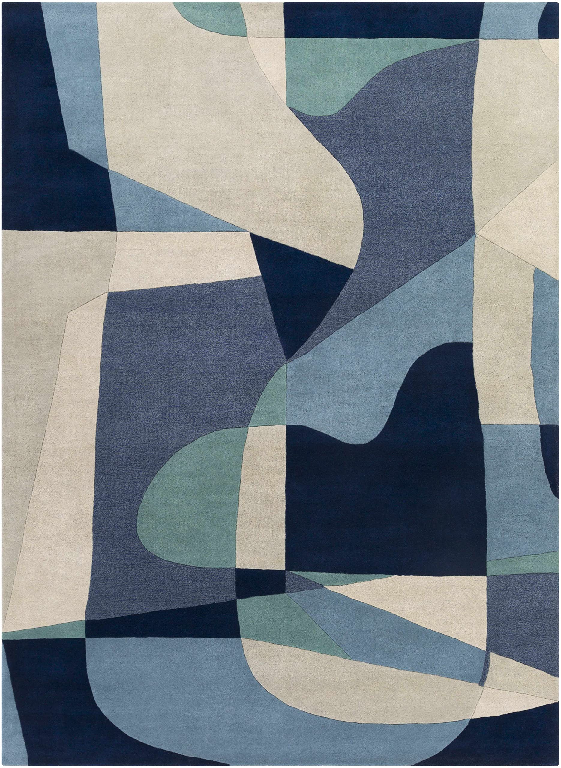 Hauteloom Crawfordsville Wool Area Rug 9' x 12' - Modern Blue & Green Handwoven Rug for Living Room, Bedroom - Soft & Durable Home Decor - Perfect for Cozy Spaces & High-Traffic Areas