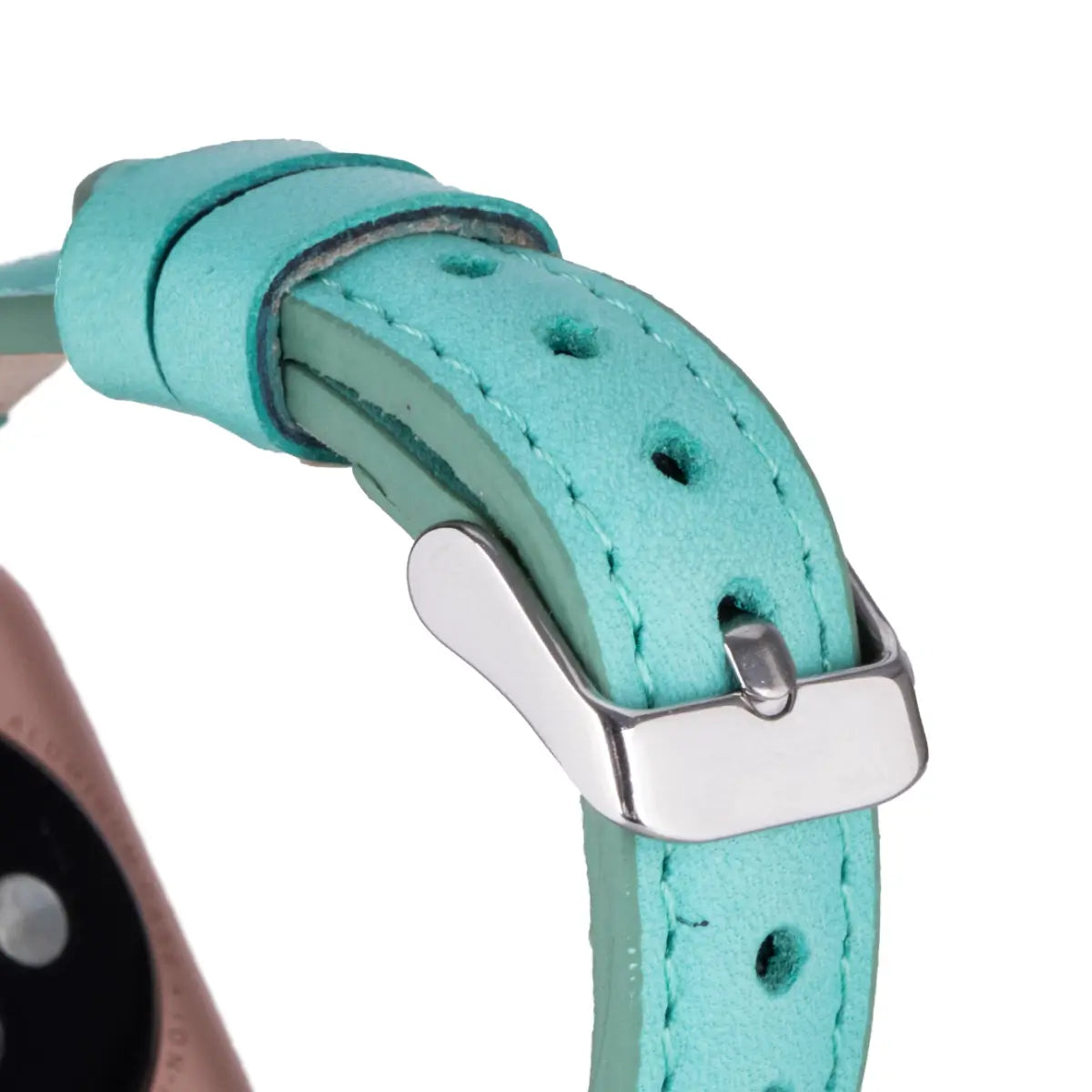 Premium Mint Blue Genuine Leather Slim Apple Watch Band - Stylish & Comfortable for Workouts, Office & Everyday Wear