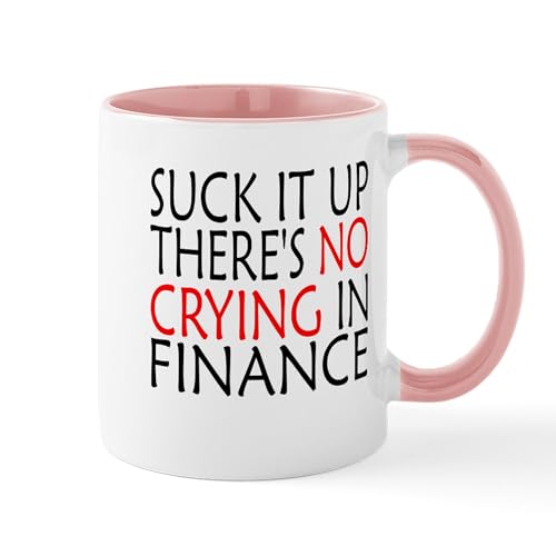 White/Pink Inside - There's No Crying In Finance Mugs