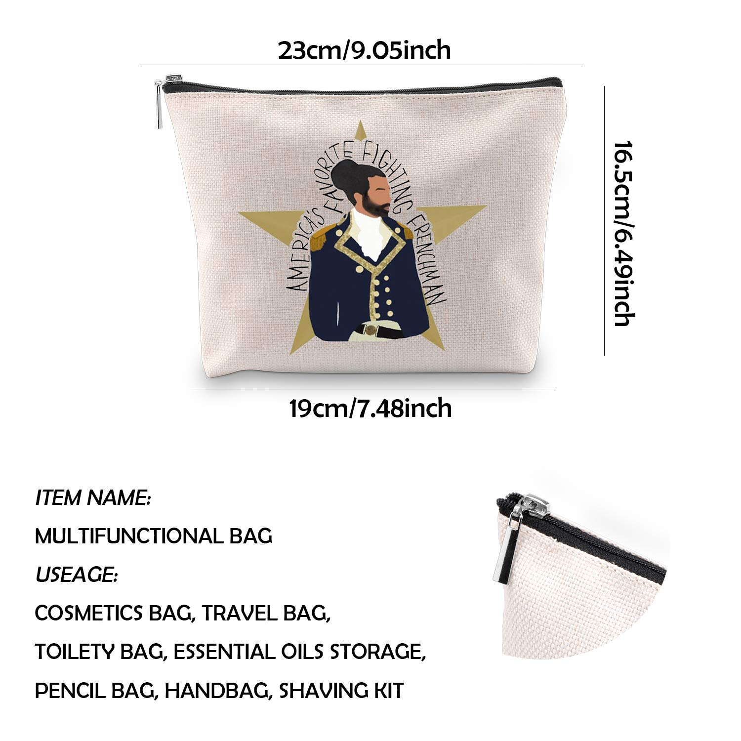 Hamilton Broadway Musical Inspired Lafayette Zipper Pouch - Perfect Gift for Fans of America's Favorite Fighting Frenchman | Theater Accessories, Cosplay Bag, Collectible Merchandise for Hamilton Lovers