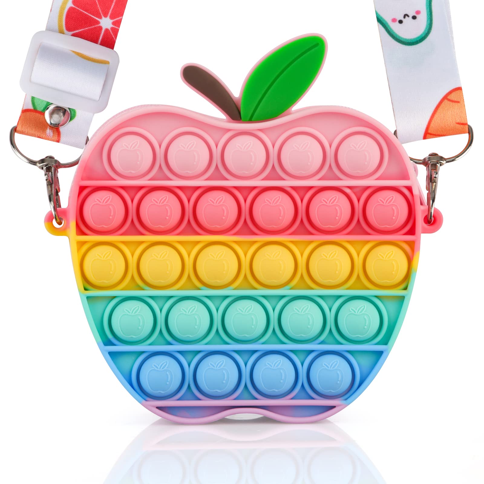 **Bubble Pop Shoulder Bag - Cute Fruit-Shaped Silicone Crossbody Purse for Girls, Fidget Sensory Stress Relief Toy - Perfect for Birthday, Christmas Gifts & Party Favors (Great for Travel, School & Daily Use)**