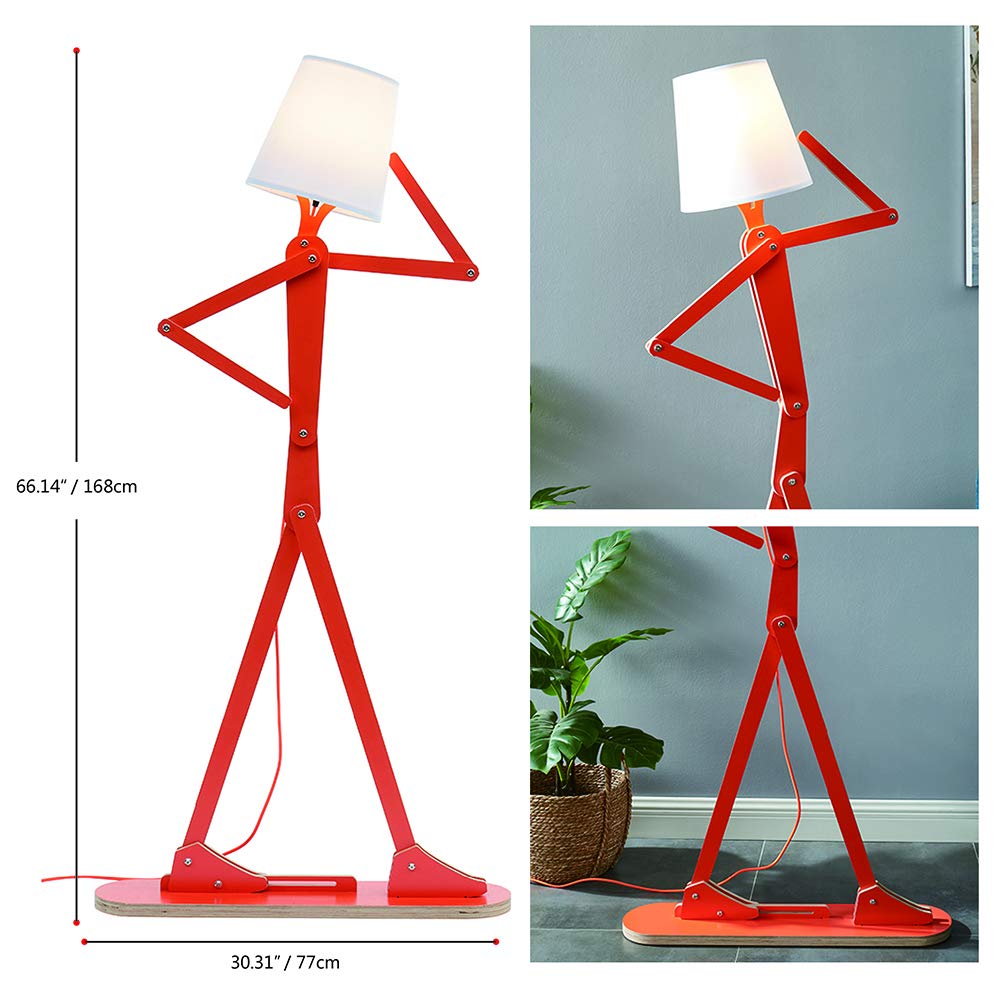 Modern Orange Floor Lamp & Kids Table Lamp - Adjustable Brightness for Living Room, Bedroom, and Nursery Decor