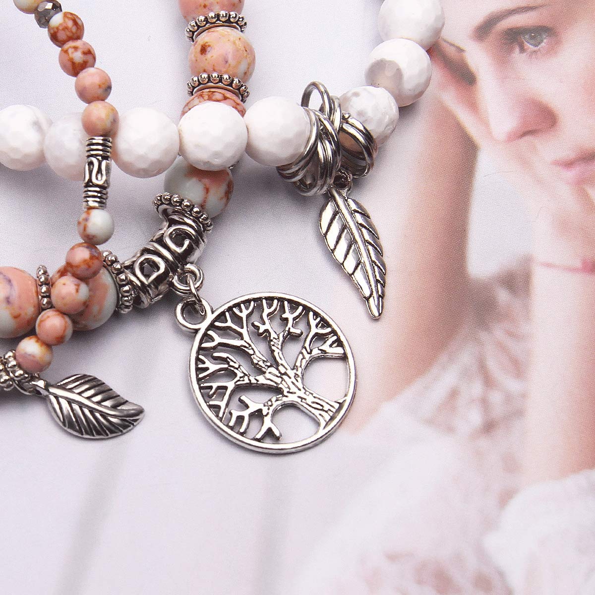 Healing Stone Crystal Beaded Bracelets for Women - Tree of Life Yoga Stretch Bracelet Set, Spiritual Jewelry Birthday Gifts for Her - Perfect for Meditation, Yoga & Everyday Wear