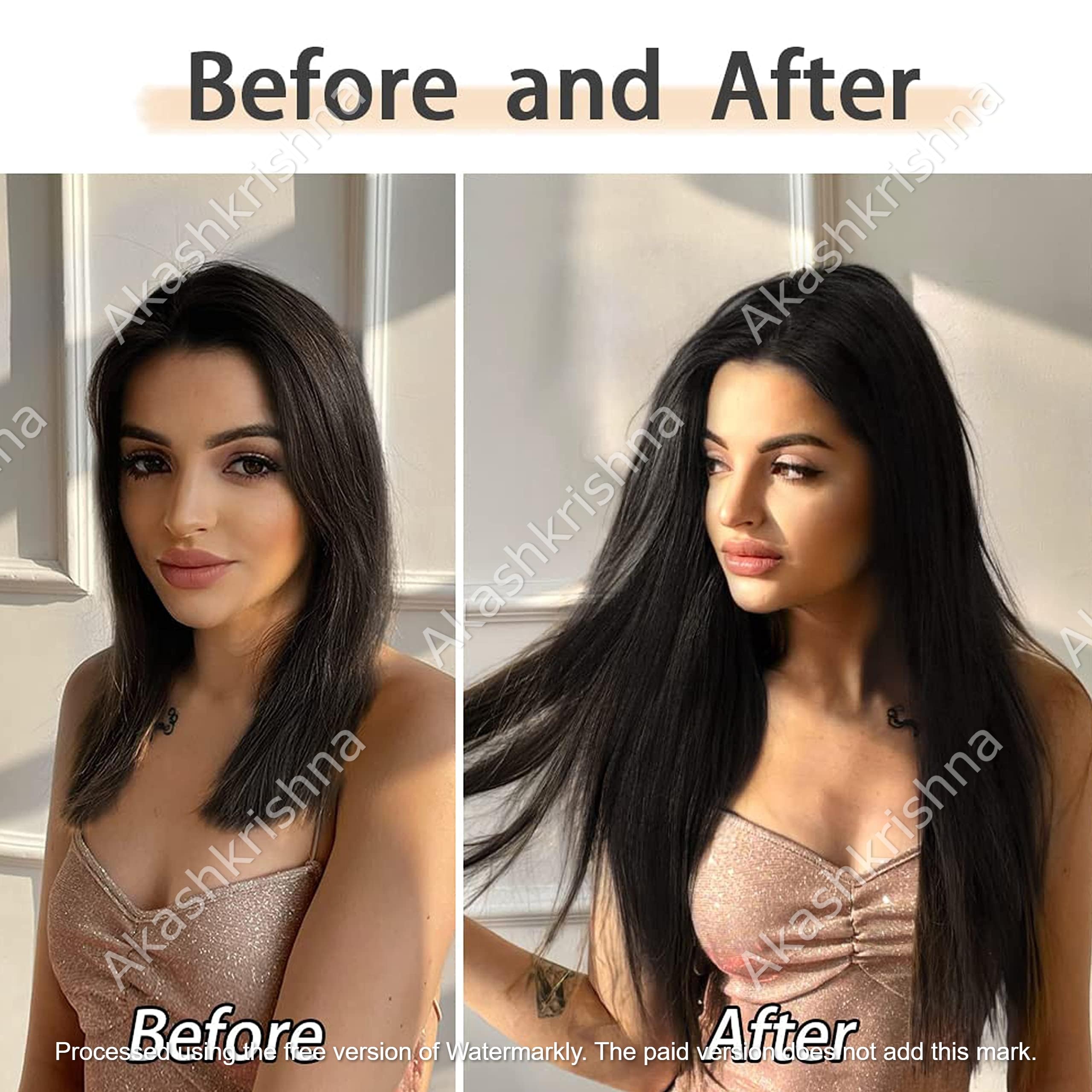 24 Inch Brown Straight Hair Extensions with Clips for Women & Girls | Natural-Looking Human Hair Weft for Styling, Volume & Length | Perfect for Parties, Weddings & Daily Wear