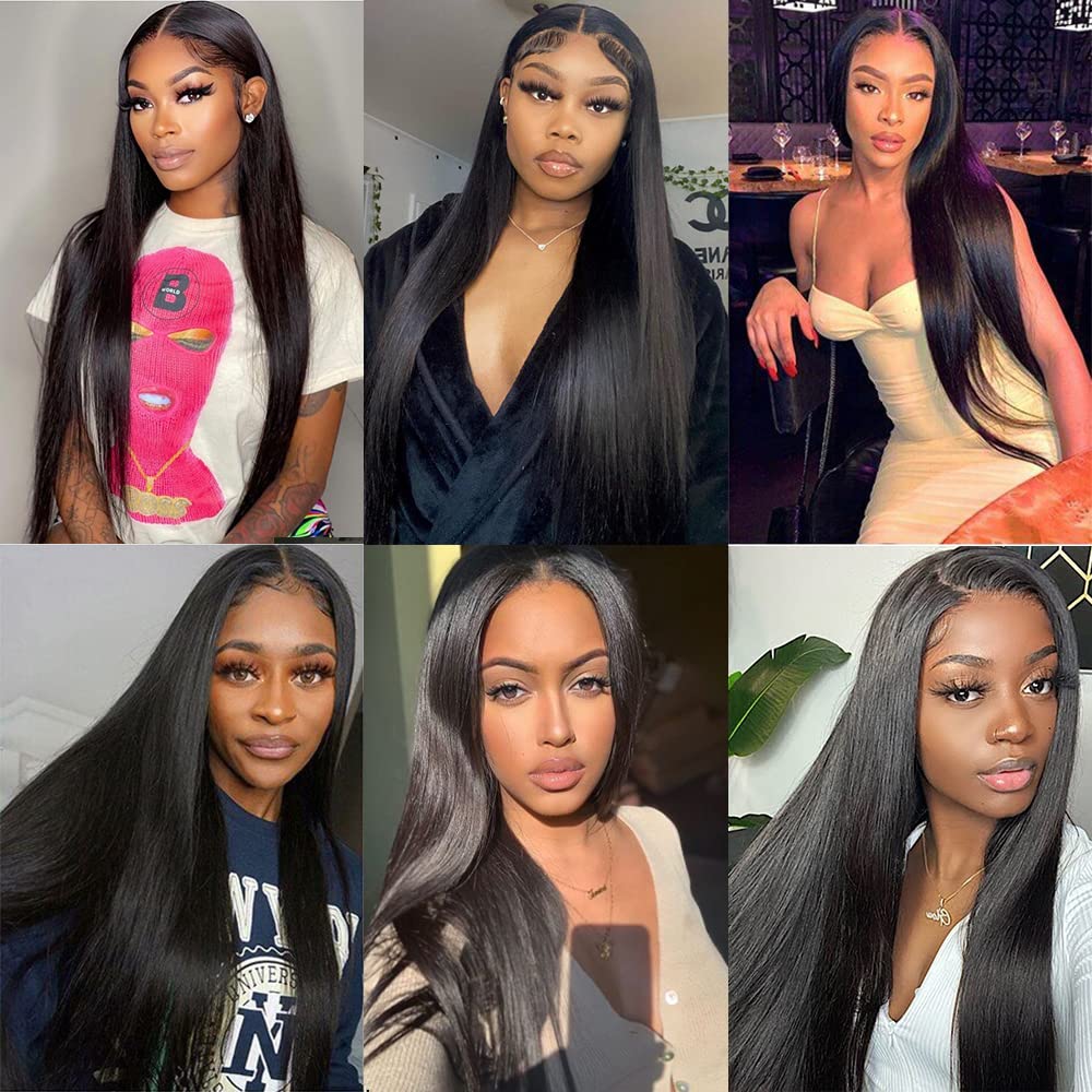 Straight Clip in Hair Extensions for Black Women - 8pcs Real Human Hair Set with 18 Clips & Double Lace Weft, 120g, 100% Soft Natural Black Hair (24Inch, #1B) - Perfect for Daily Styling, Parties & Special Occasions