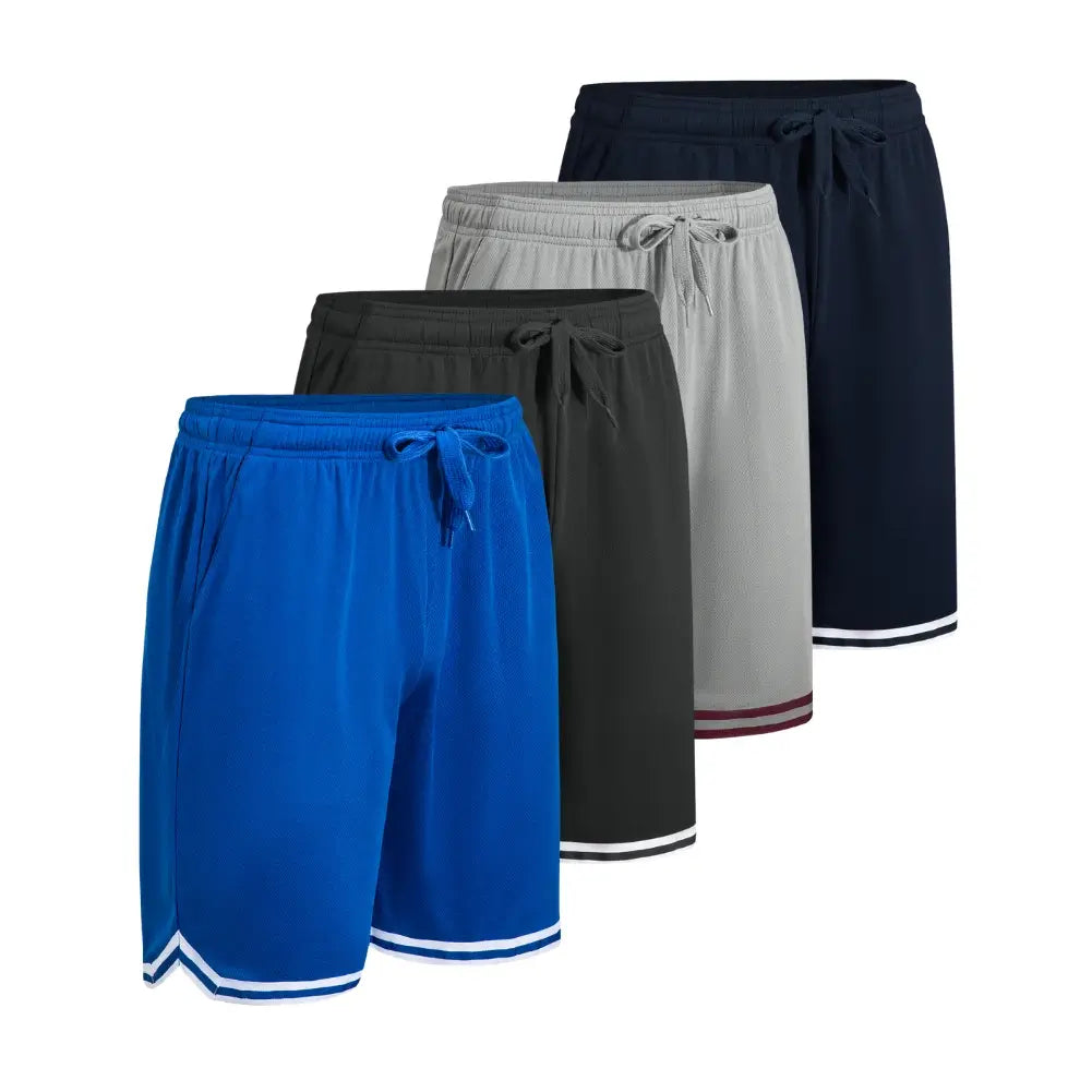 4 Pack Men's Quick Dry Athletic Shorts with Side Pockets - Lightweight Workout Running Gym Basketball Sports Shorts for Active Lifestyle