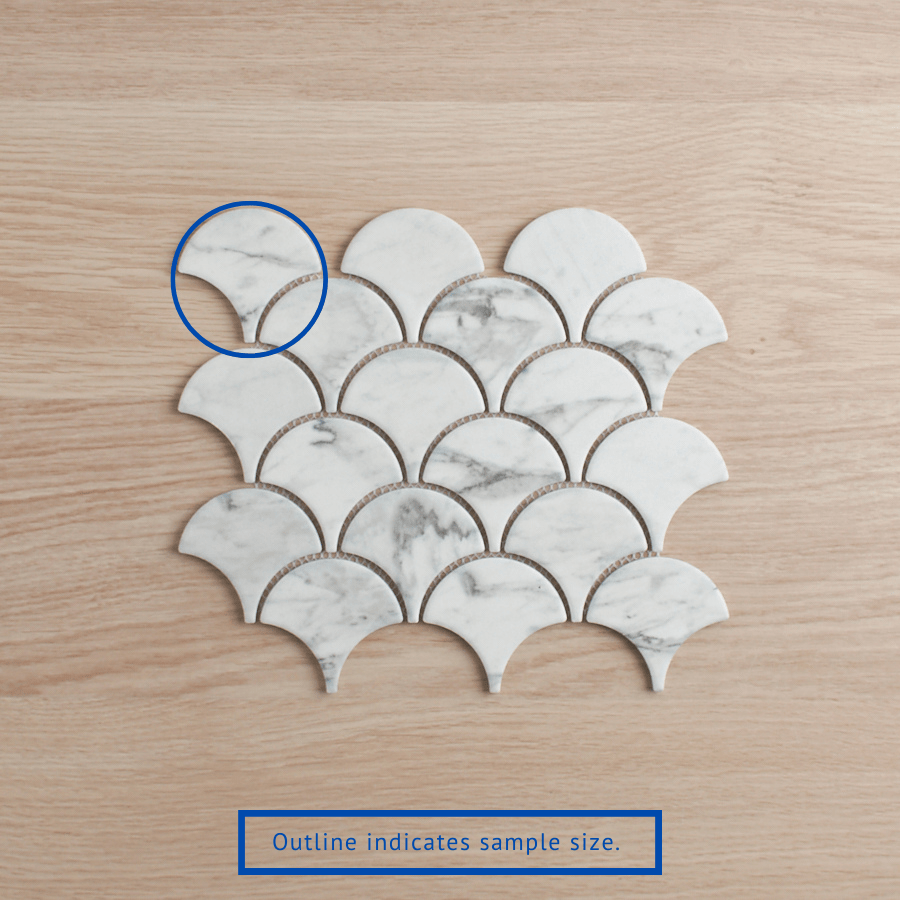 Coledale Matte Carrara Look Fishscale Tile Sample - Perfect for Kitchen Backsplash, Bathroom Walls & Flooring