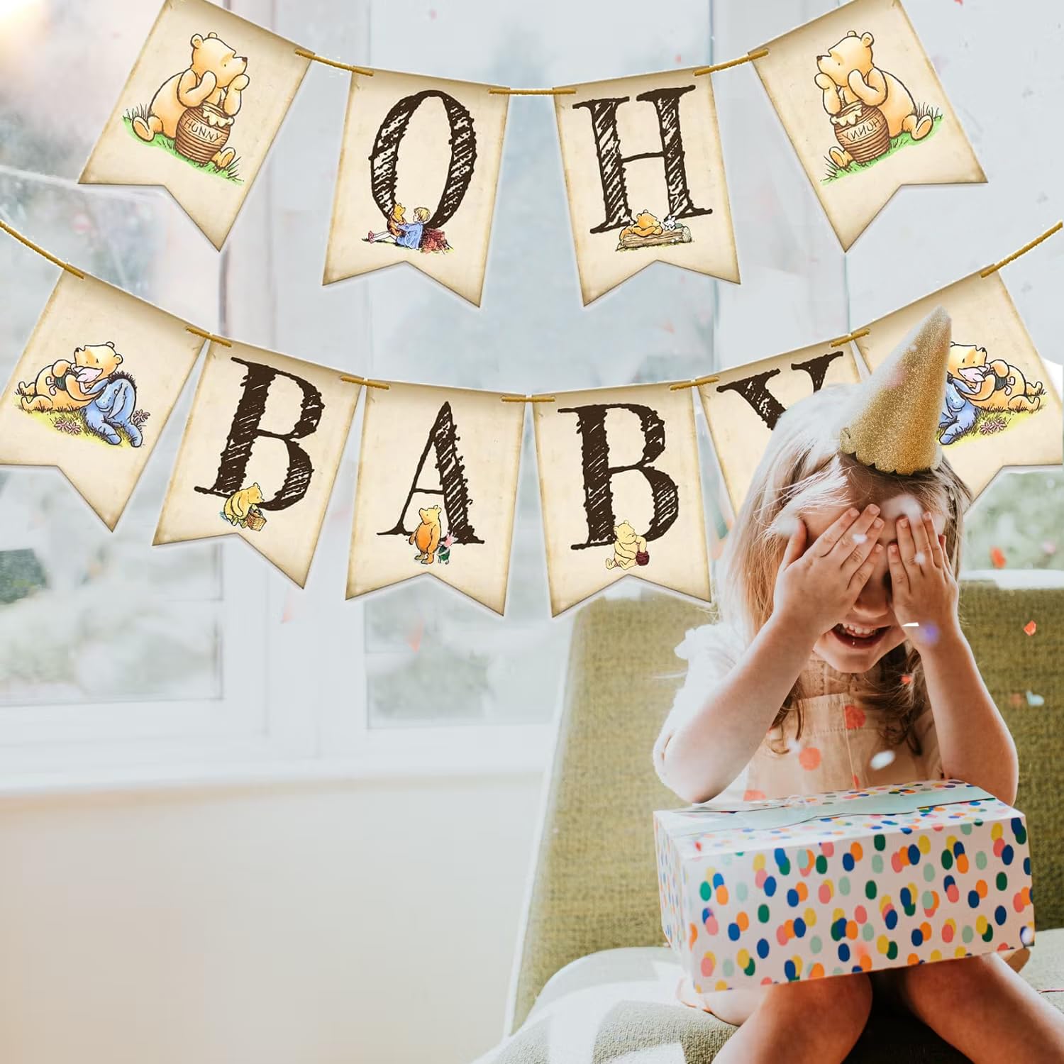 Winnie the Pooh Baby Shower Banner - Classic Pooh Nursery Decor for Baby Showers & Birthday Parties | Perfect for Gender Reveals, First Birthdays & Nursery Wall Decor