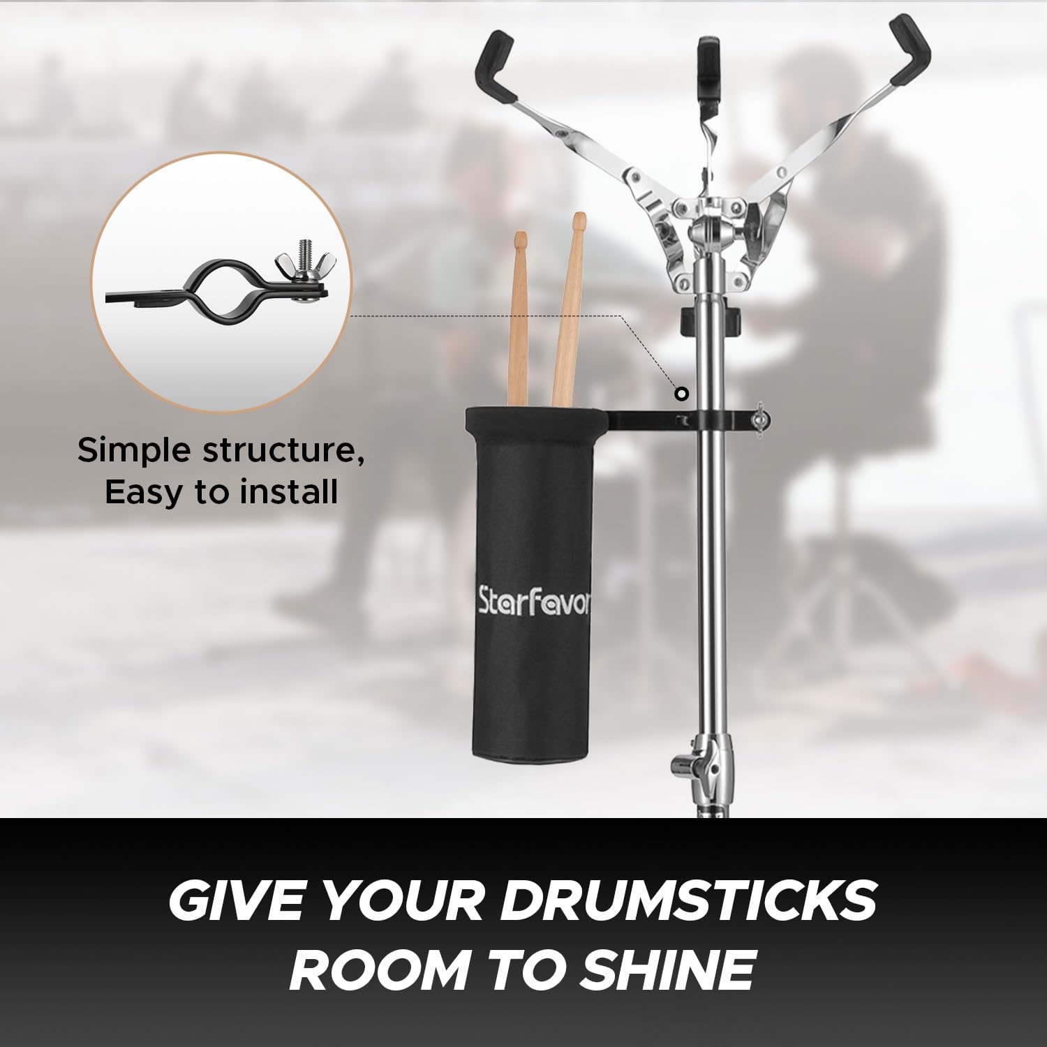 Starfavor Professional Snare Drum Stand with Drumstick Holder & Straight Cymbal Stand for Live Concerts, Band Performances, and Drum Practice Sessions