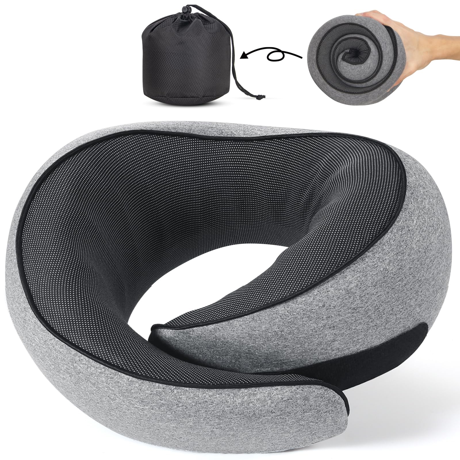 NOCRLG Memory Foam Travel Pillow for Airplanes & Cars - 360° Head Support Neck Pillow for Long Flights & Road Trips - Breathable & Comfortable Sleeping Essential for Travelers
