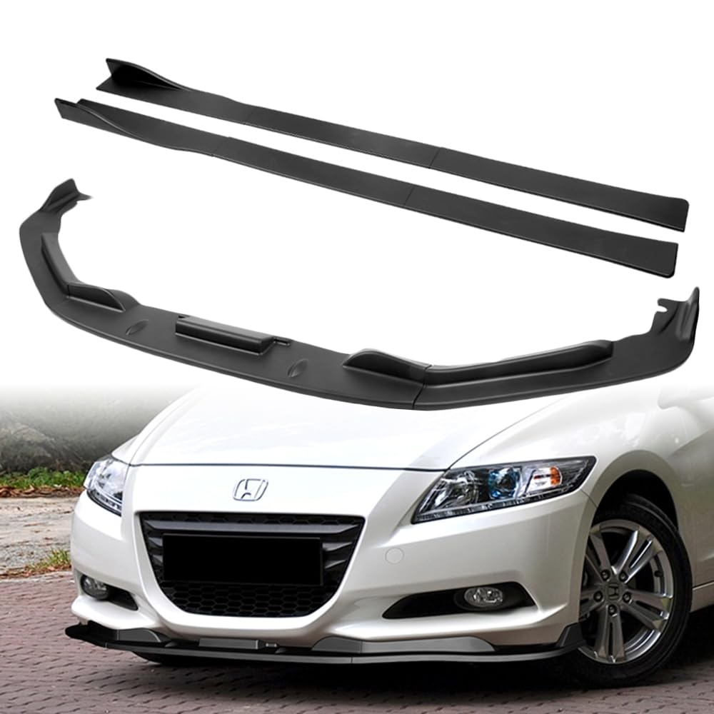Q1-TECH 9-Piece Front Bumper Body Kit with Lip Spoiler & Side Skirt Extensions for 2011-2012 Honda CR-Z | Unpainted Matte Black Diffuser Set | Enhances Aerodynamics & Sporty Look for Street Racing & Car Shows