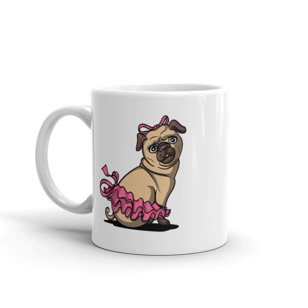 Pug Coffee Mug - Cute Dog Lover Gift for Her, Girlfriend & Dog Mom | Ballet & French Bulldog Themed Ceramic Cup | Perfect for Tea, Coffee & Hot Drinks at Home or Office