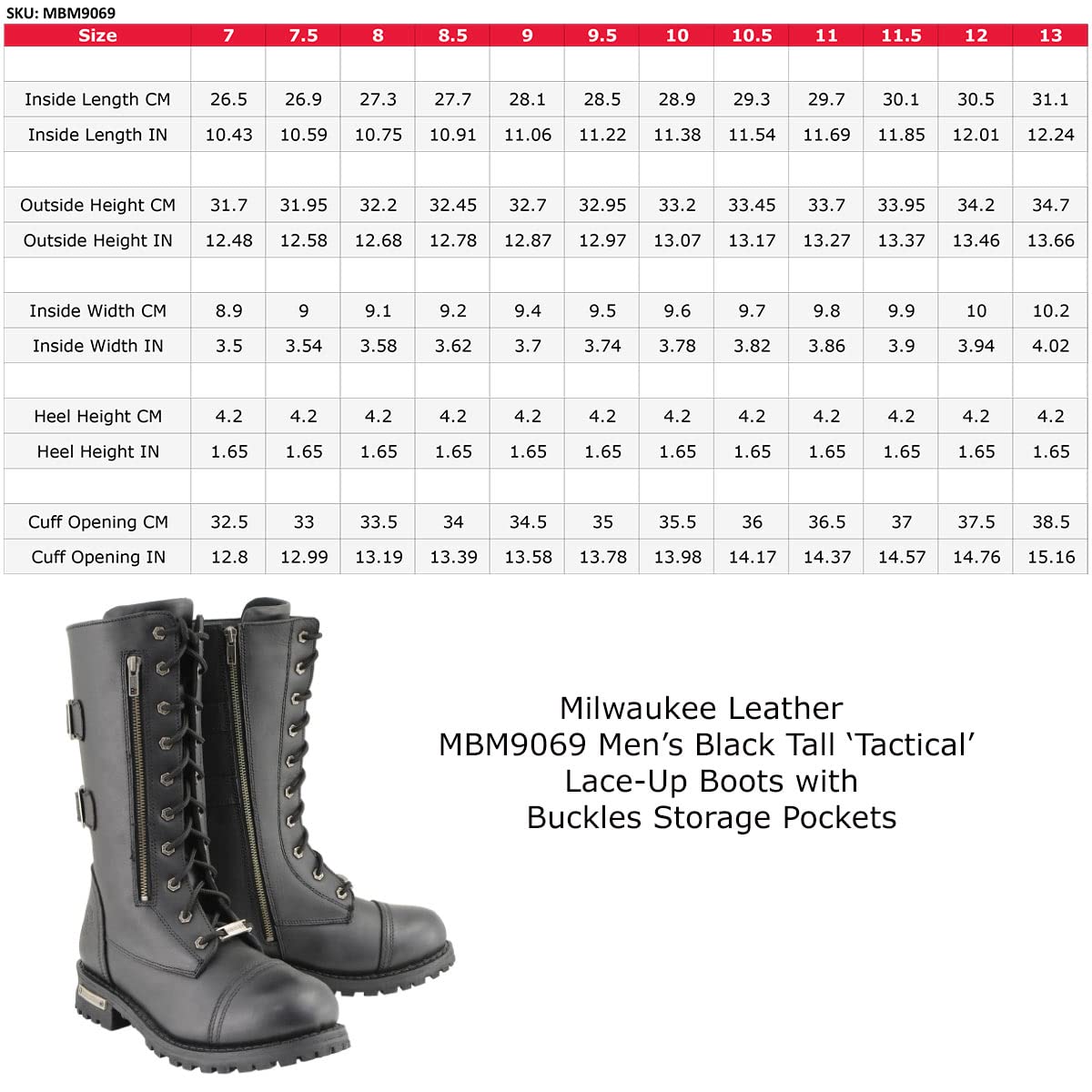 Milwaukee Leather Men’s Premium Classic Engineer Motorcycle Boots – Genuine Leather Riding Boots for Bikers – Size 10.5 – Perfect for Cruising, Road Trips & Motorcycle Rallies