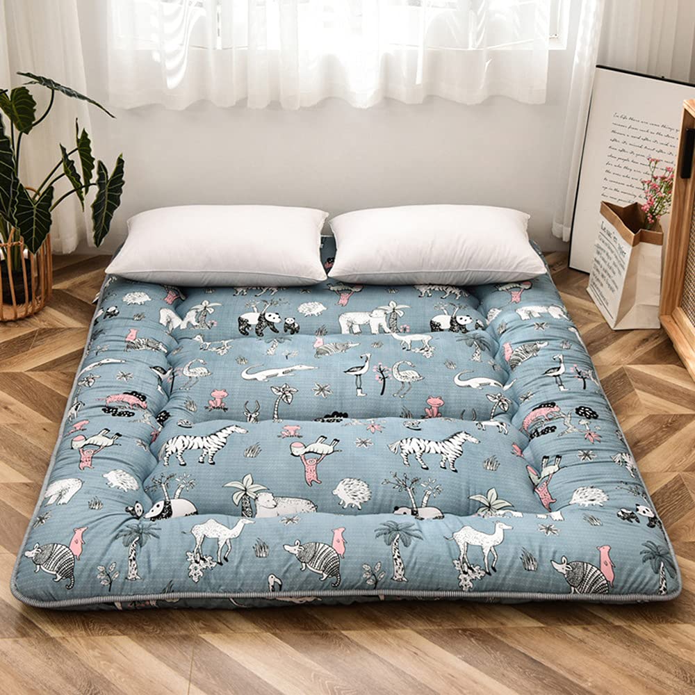 KKCD Japanese Floor Futon Mattress - Thick Tatami Sleeping Pad & Foldable Bed Roll with Mattress Protector Cover | Queen Size for Bedroom, Guest Room & Travel | Comfortable Floor Sleeping Solution