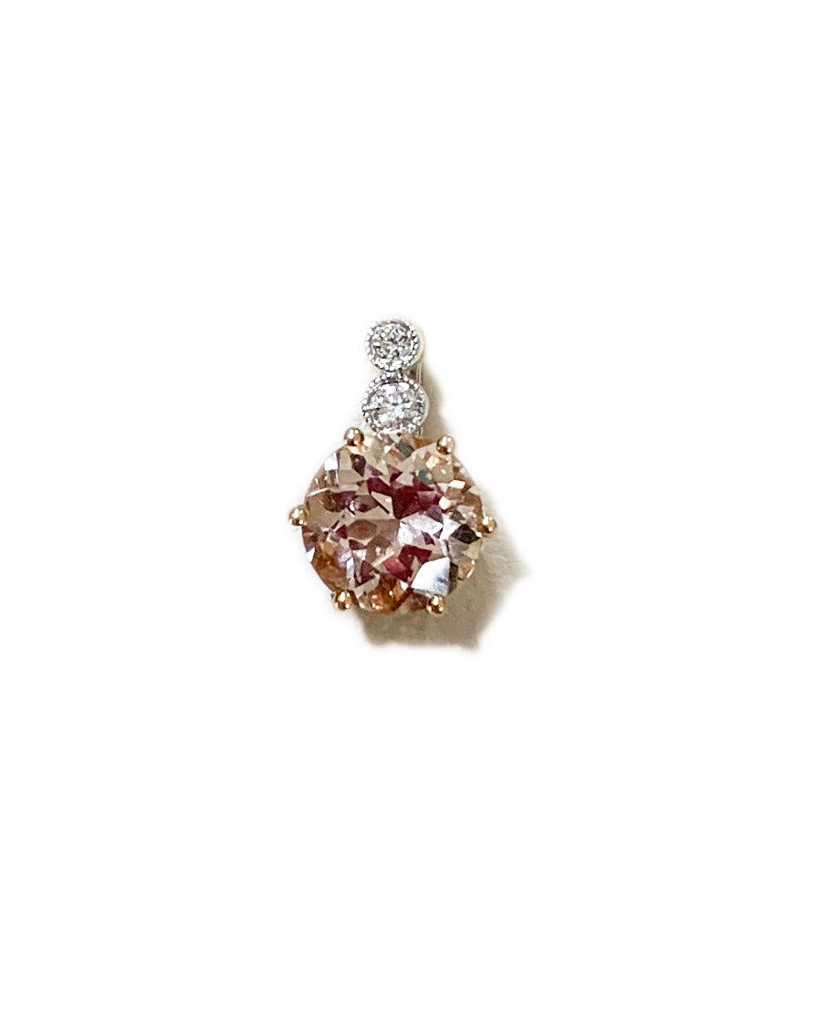 18K Two-Tone Morganite Pendant Necklace for Women - Elegant Rose Gold & White Gold Jewelry Gift for Birthday, Anniversary, Valentine's Day - Perfect for Everyday Wear & Special Occasions