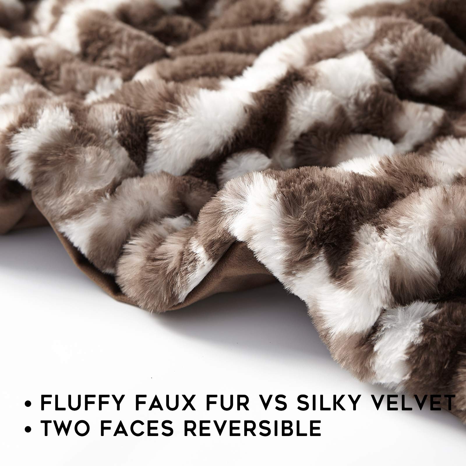 YnM Fluffy Faux Fur Weighted Blanket (Coffee, 50''x60'' 10lbs) - Ultra Soft Luxury Weighted Blanket for Adults & Kids - Perfect for Stress Relief, Anxiety, Sleep & Relaxation at Home or Office