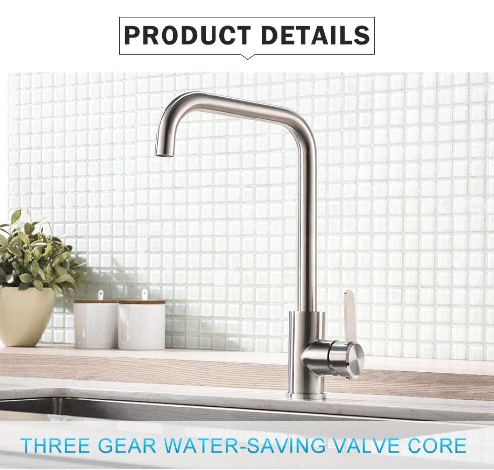 304 Stainless Steel Kitchen Faucet with Hot & Cold Water Mixer - 360° Swivel Pure Water Tap for Modern Sinks | Perfect for Cooking, Dishwashing & Food Prep