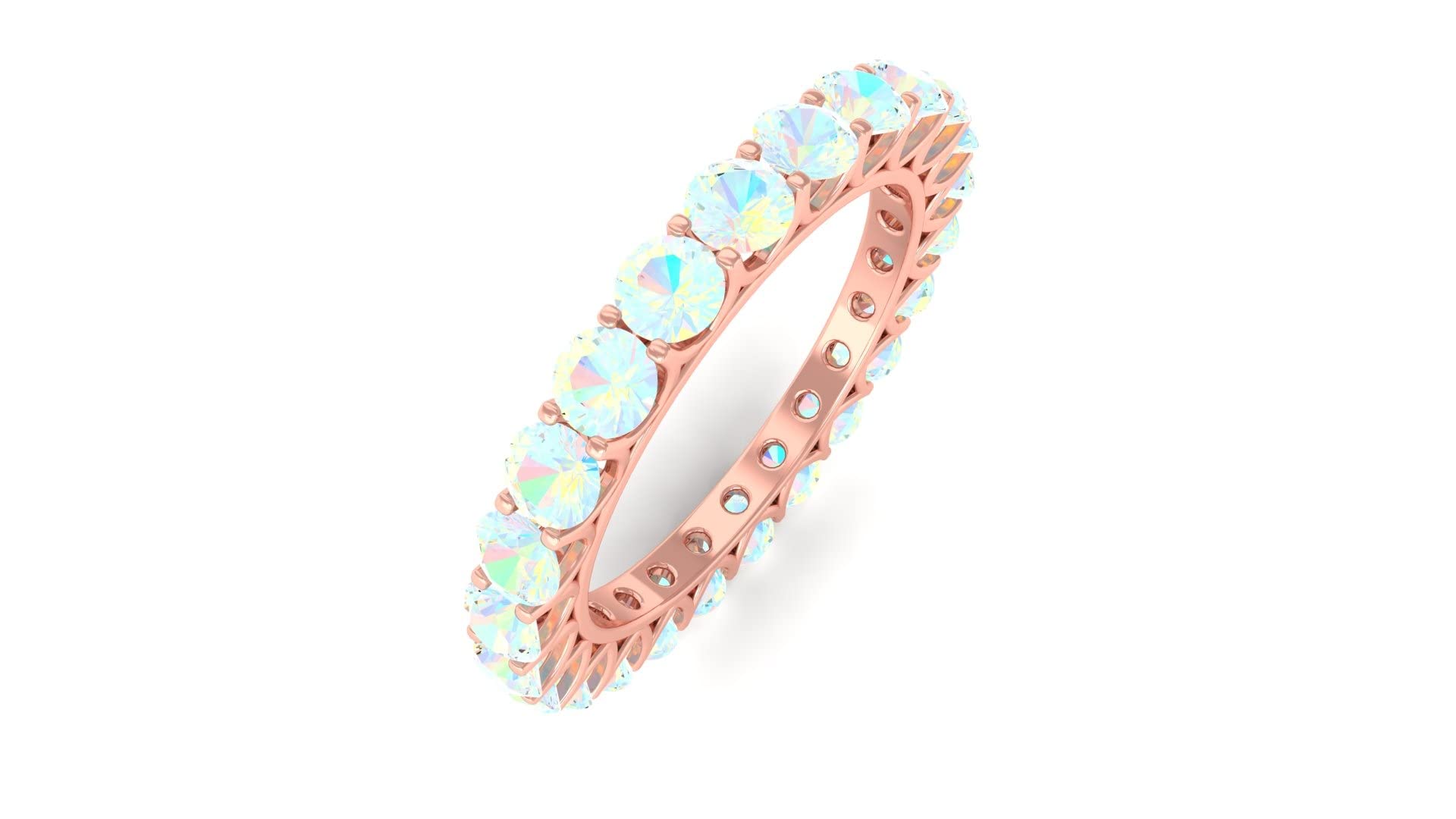 2.75 CT Ethiopian Opal Full Eternity Ring - 14K Solid Gold Round Opal Band, October Birthstone Jewelry for Women - Perfect for Weddings, Anniversaries & Special Occasions
