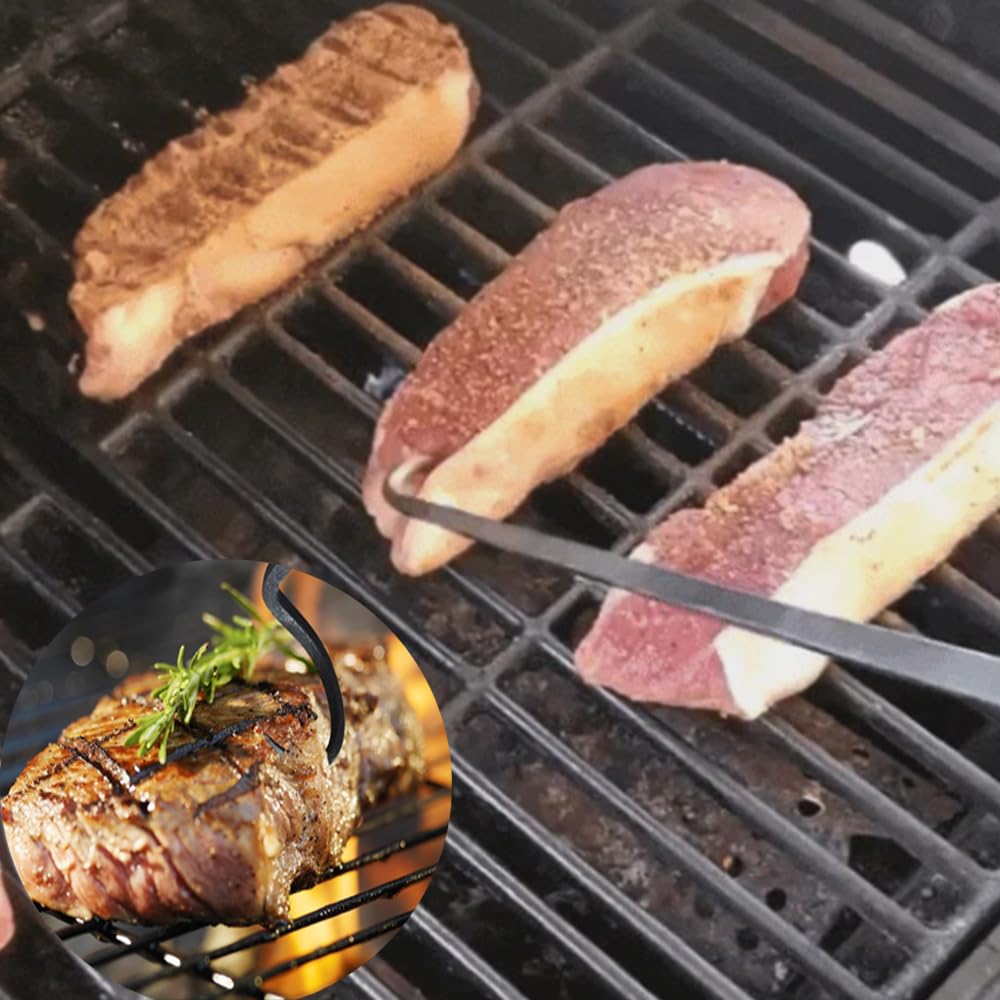 **Heavy Duty Stainless Steel BBQ Meat Turner Hook - Professional Grill Flipper for Grilling, Smoking & Griddle Cooking - Perfect for Steak, Burgers, Vegetables & Outdoor Barbecue**