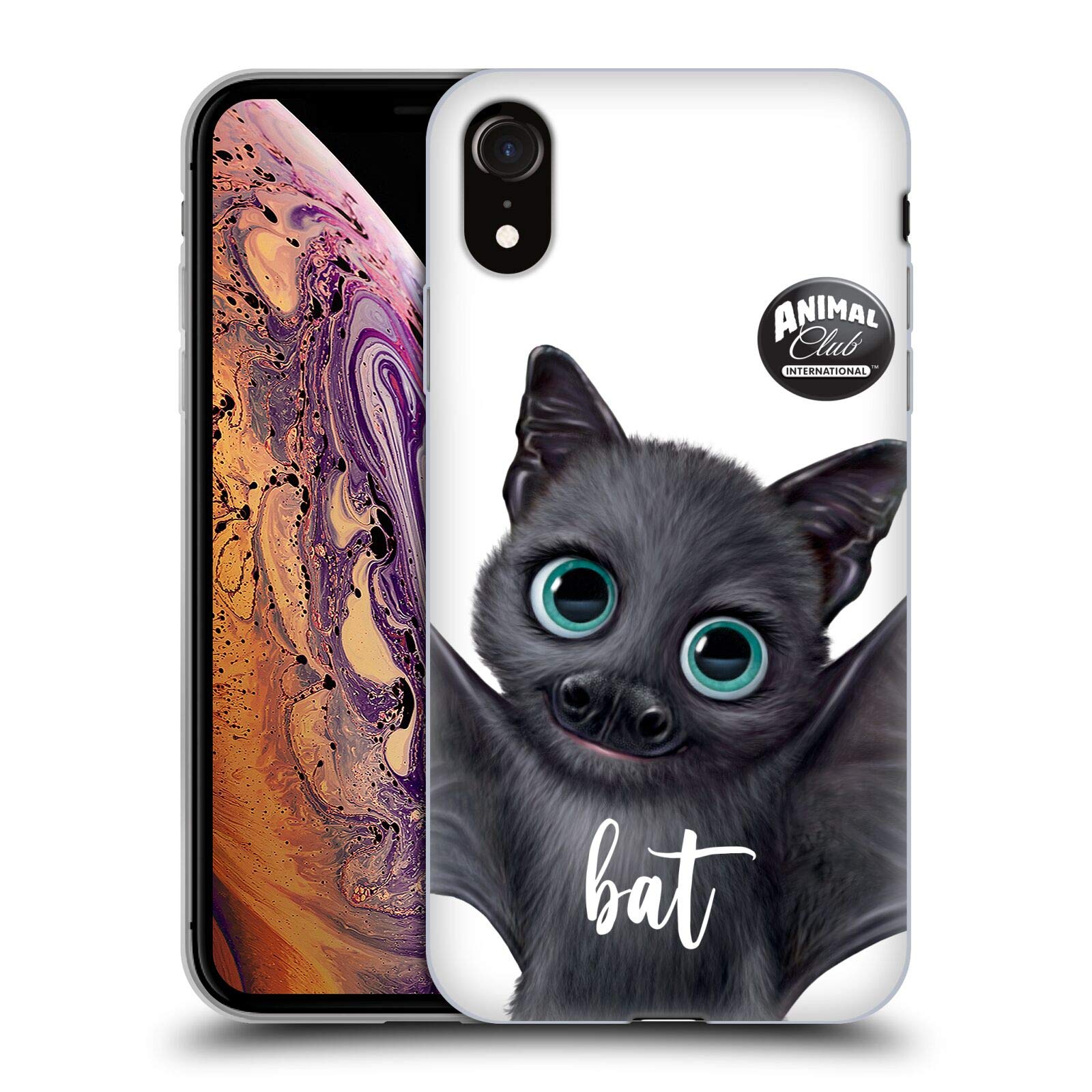 Official Animal Club International Bat Faces Soft Gel Case for Apple iPhone XR - Cute & Protective Phone Cover for Fans, Kids, and Animal Lovers - Perfect for Daily Use, Gifts, and Themed Parties