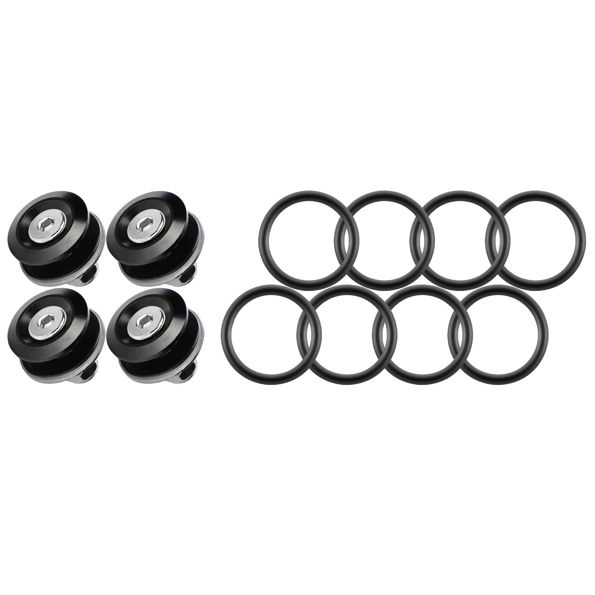 JDM Quick Release Bumper Fasteners Kit - 4 Piece Black Front & Rear Bumper Clips with 8 O-Rings | Universal Car Body Accessories for Easy Bumper Installation & Removal | Perfect for Auto Repair, Custom Builds & Car Shows
